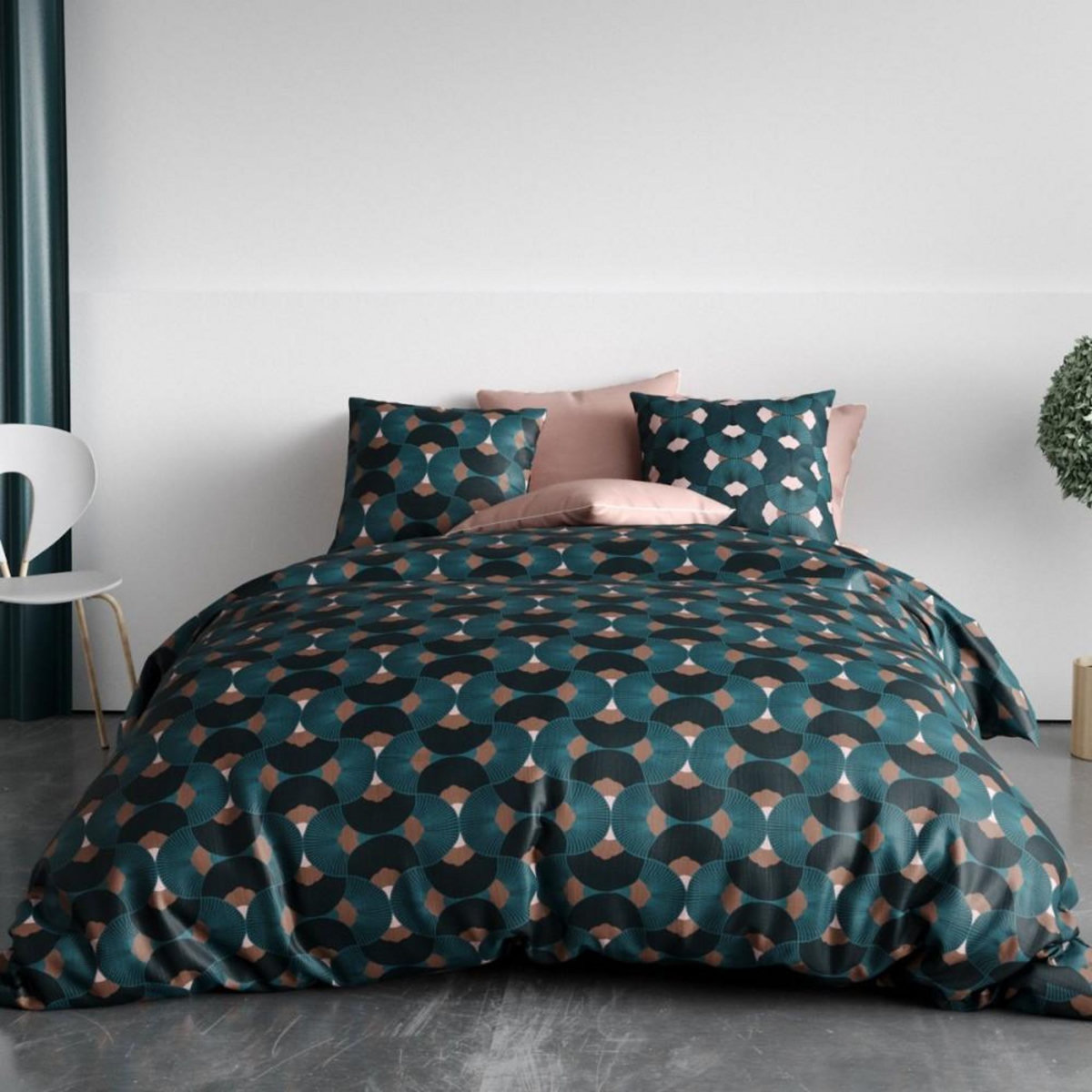 ATELIER DU COTON Housse de couette 260x240 GREEK + 2 taies coton 57 fils