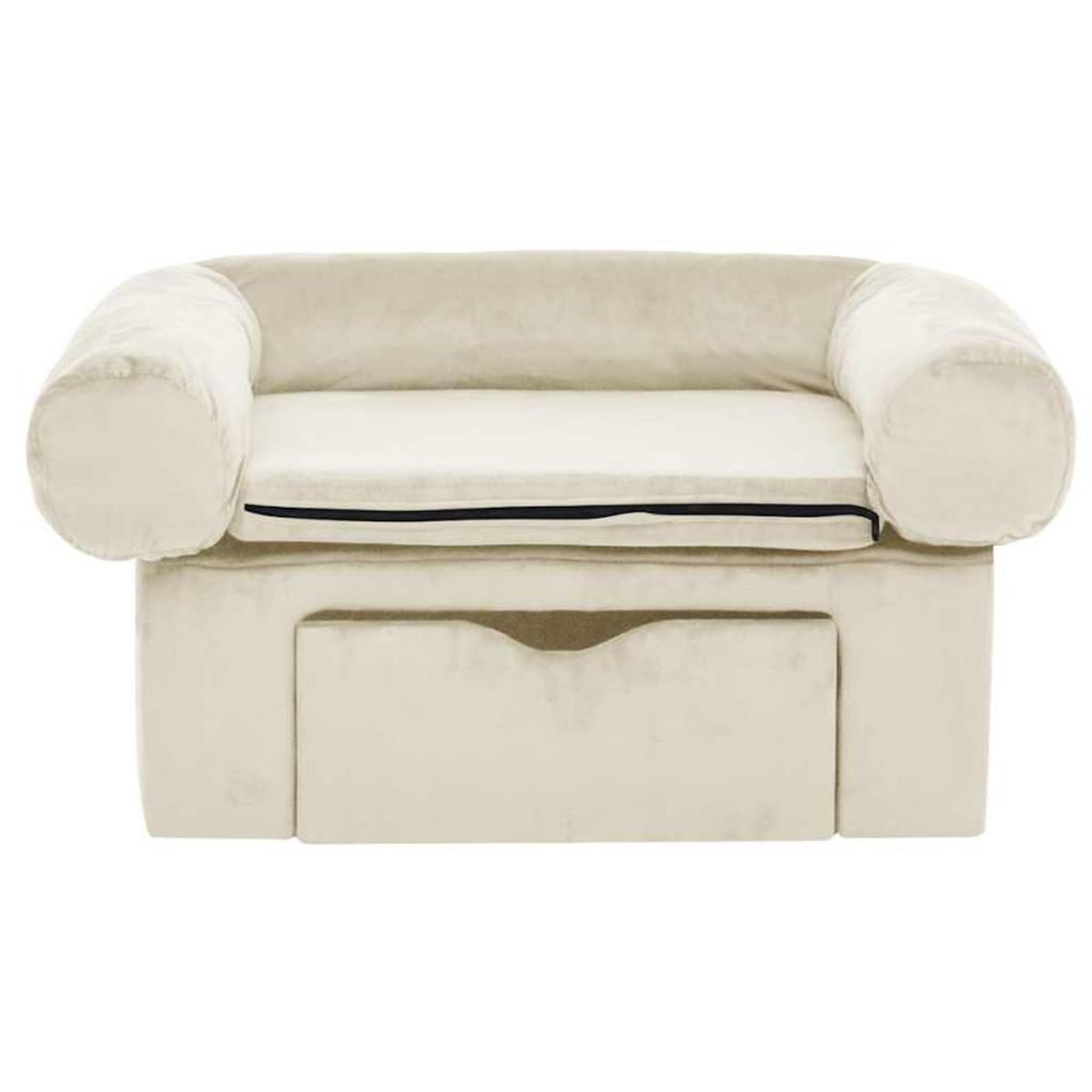 Voir la diapositive 3 : VIDAXL Canapé pour chien avec tiroir Crème 75x50x38 cm Peluche