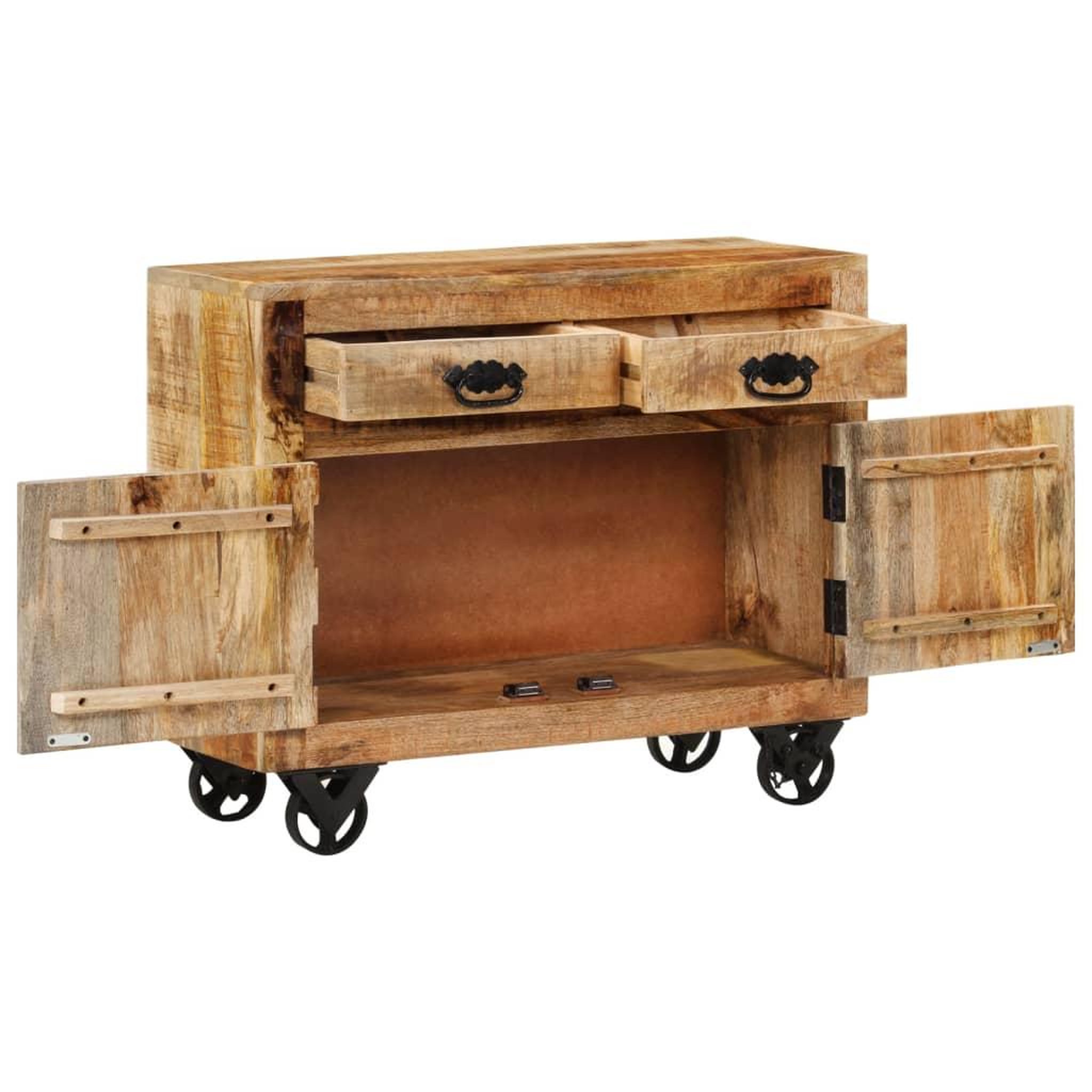 Voir la diapositive 2 : VIDAXL Buffet 80x30x65 cm bois de manguier brut massif