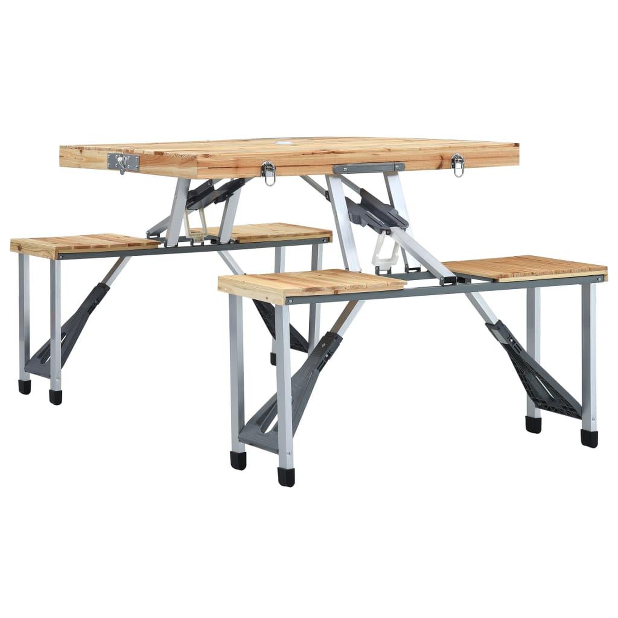 Voir la diapositive 5 : VIDAXL Table pliable de camping avec 4 sieges Acier Aluminium