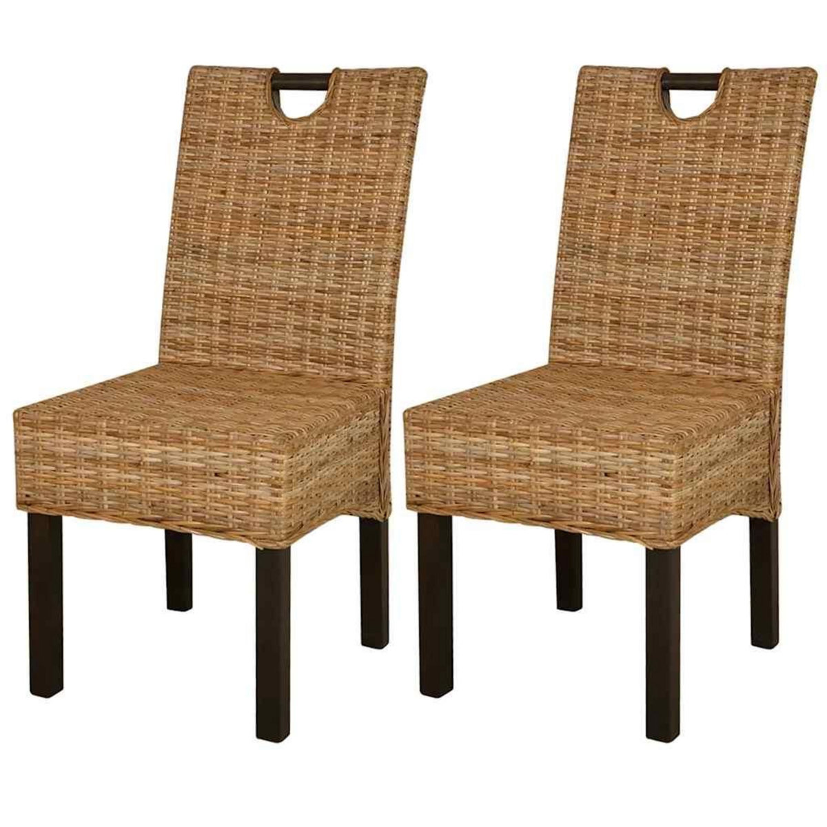 VIDAXL Chaises a manger lot de 2 rotin Kubu bois de manguier