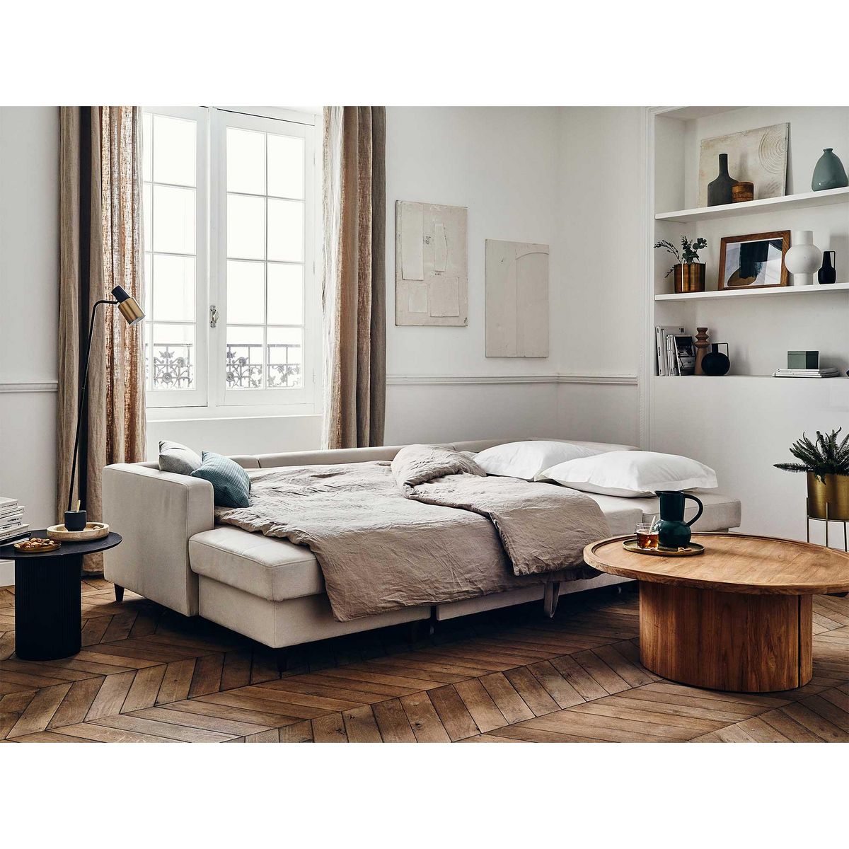 LISA DESIGN Anna - canapé panoramique en u - 7 places - convertible avec coffre - en velours