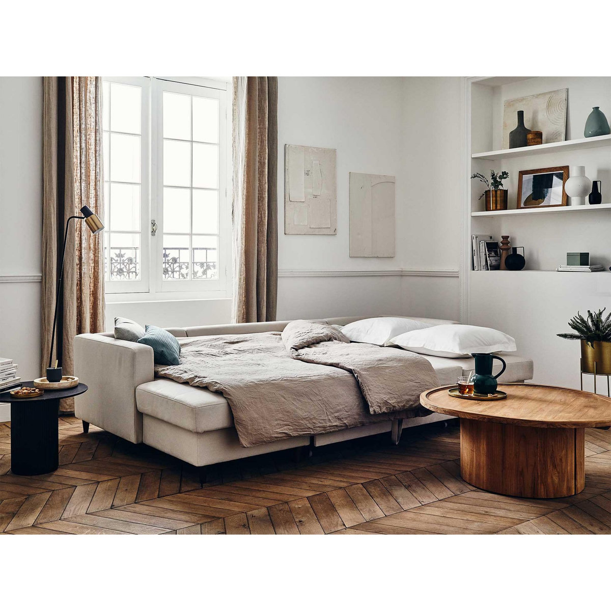 LISA DESIGN Anna - canapé panoramique en u - 7 places - convertible avec coffre - en velours