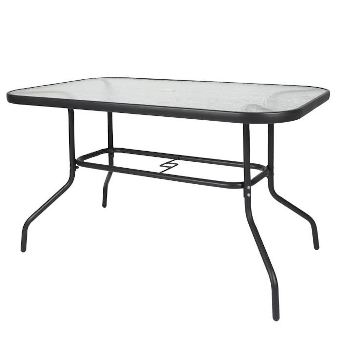 Paris Prix Ensemble Table de Jardin & 4 Chaises  Parasol  120cm Noir