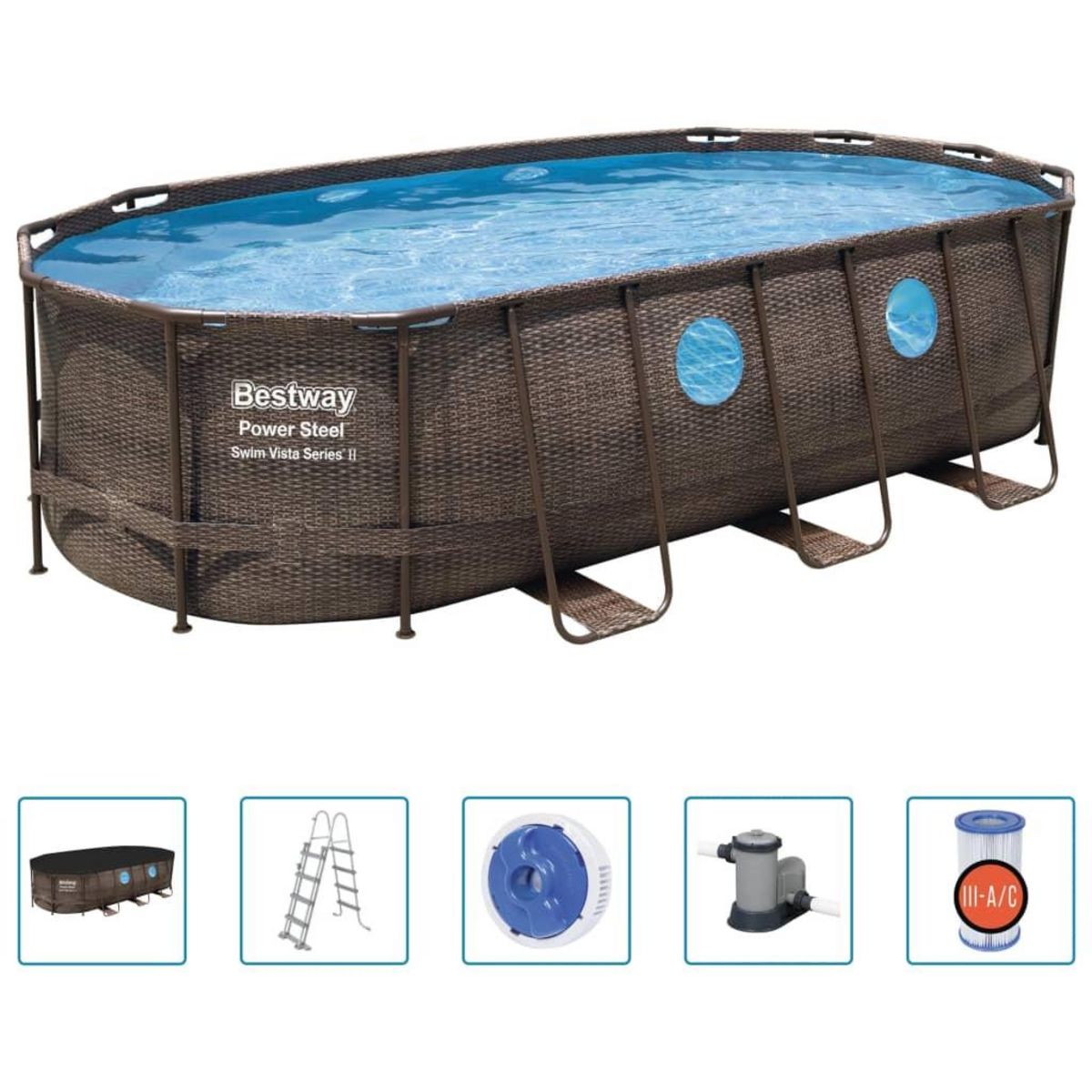 BESTWAY Bestway Jeu de piscine Power Steel Swim Vista Series 549x274x122 cm