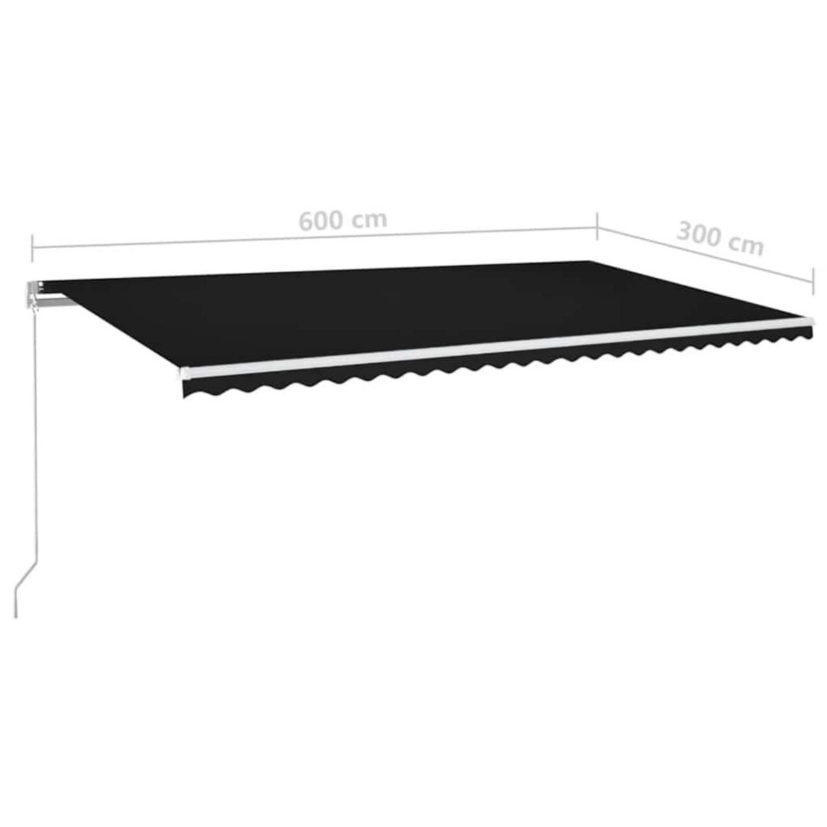 VIDAXL Auvent manuel retractable avec LED 600x300 cm Anthracite