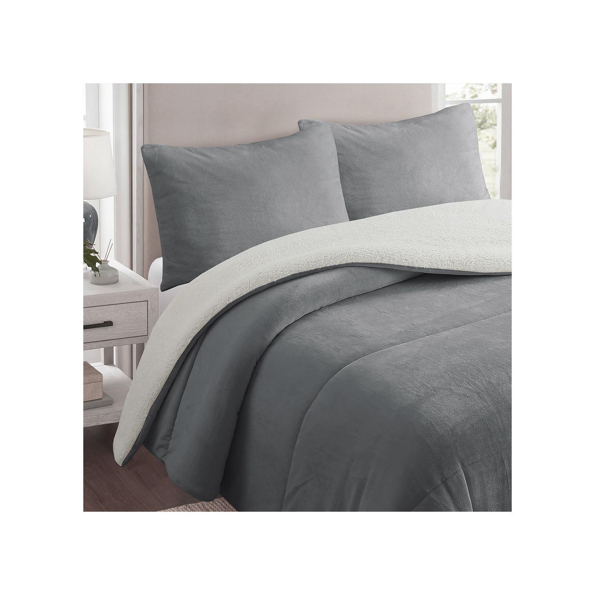 Voir la diapositive 1 : SOLEIL D'OCRE Couette polaire microfibre doublé sherpa bicolore, par soleil d'ocre