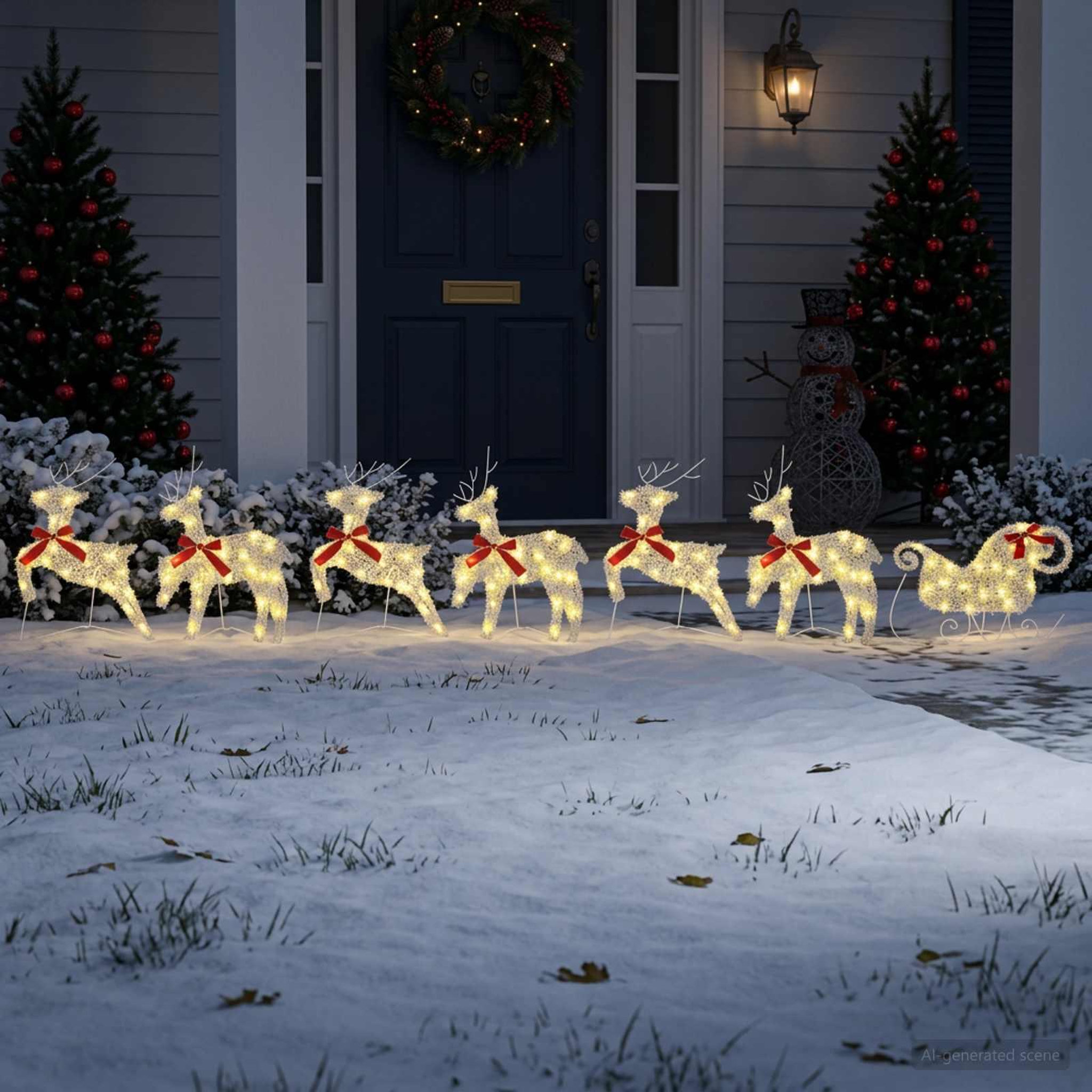 Voir la diapositive 2 : VIDAXL Renne de Noël avec traîneau 7 pc 140 LED Blanc chaud