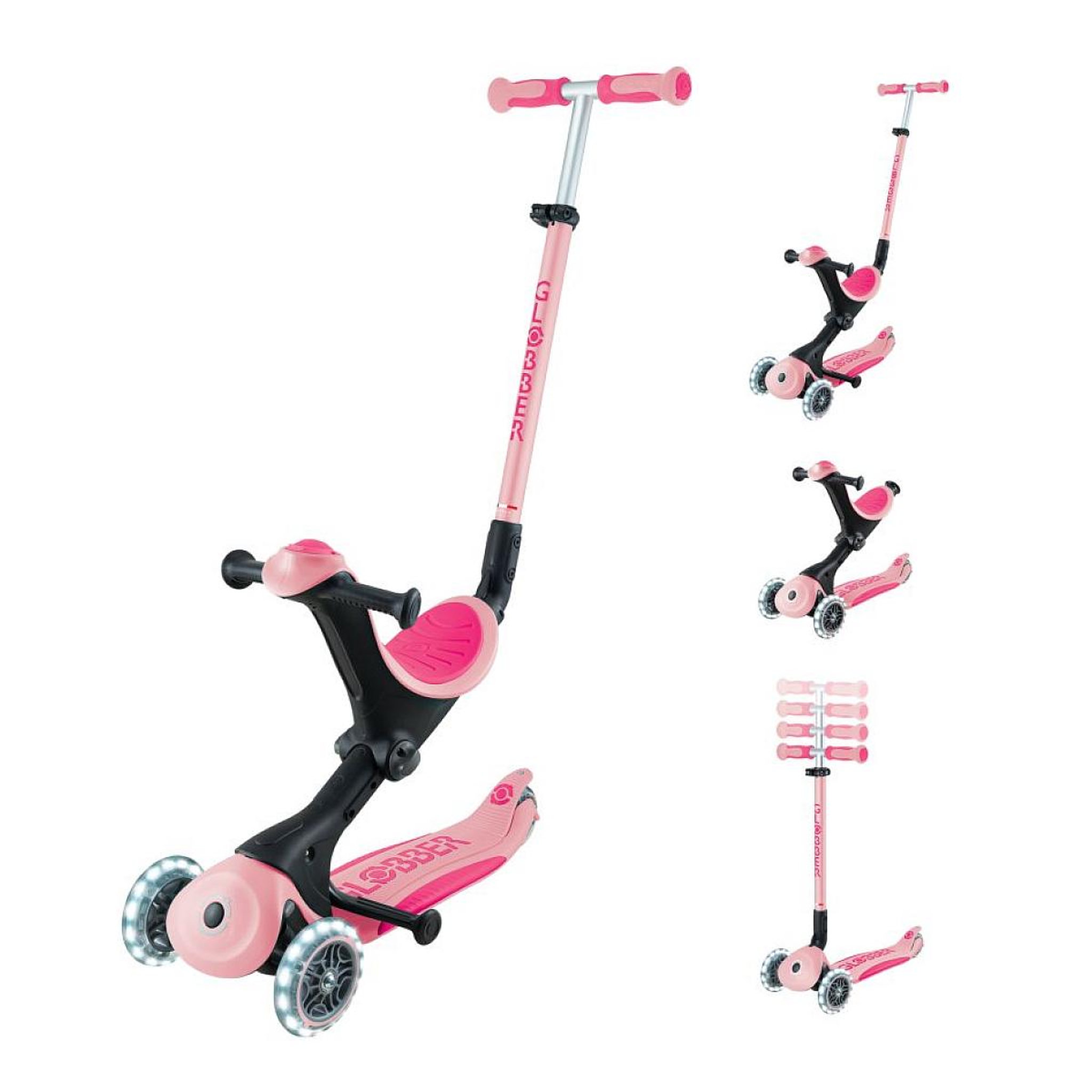 Voir la diapositive 2 : Globber Trottinette évolutive GO•UP DELUXE LIGHTS PINK