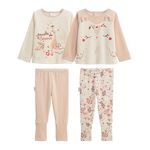 Petit Béguin Lot de 2 pyjamas enfant 2 pièces en velours avec pieds retroussables Manouk. Coloris disponibles : Rose