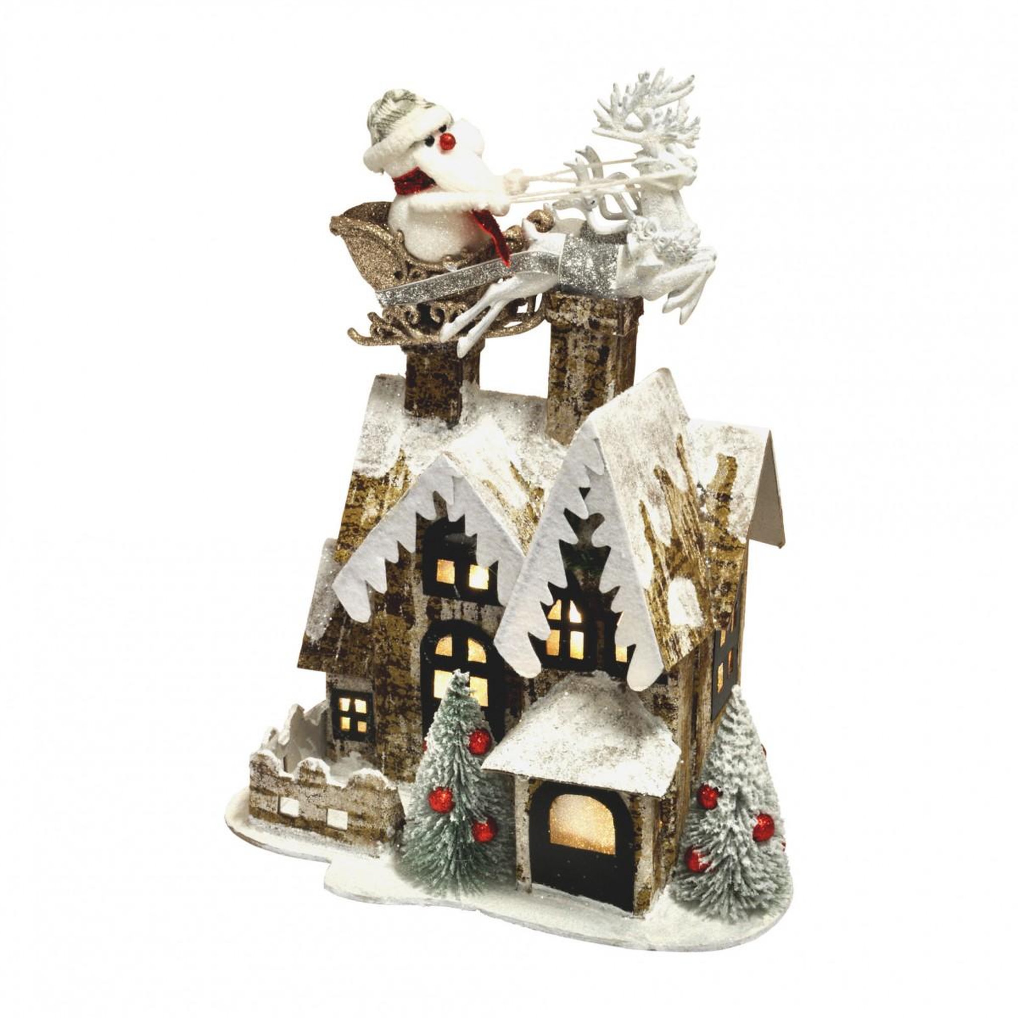 Eden Maison en carton a led avec traineau de noel