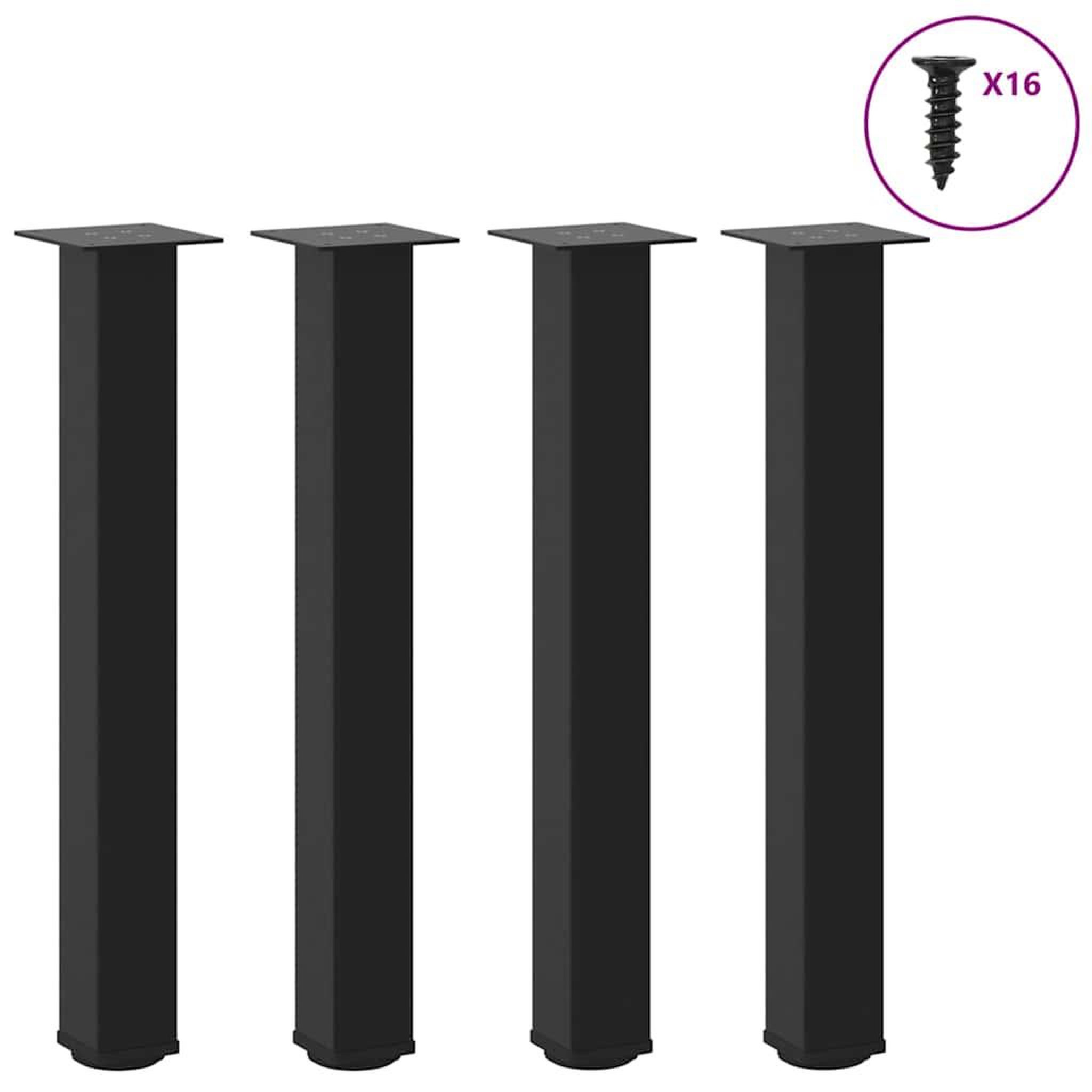 VIDAXL Pieds de table basse 4 pcs noir 72-74 cm acier
