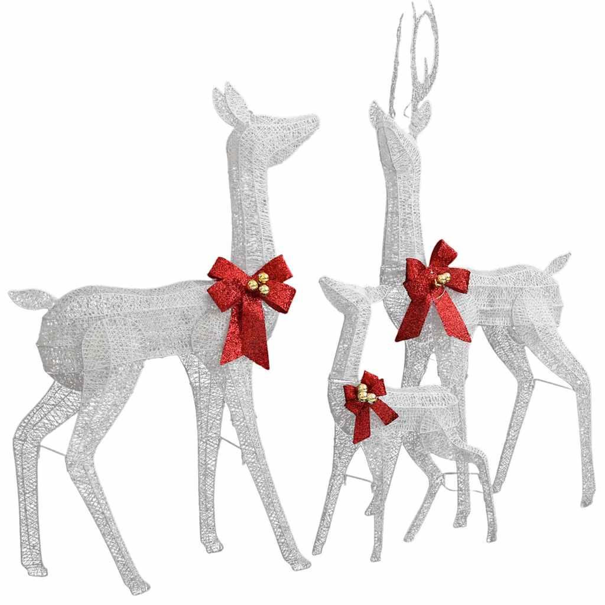 Voir la diapositive 3 : VIDAXL Decoration de noël famille de rennes blanc et argente 201 led