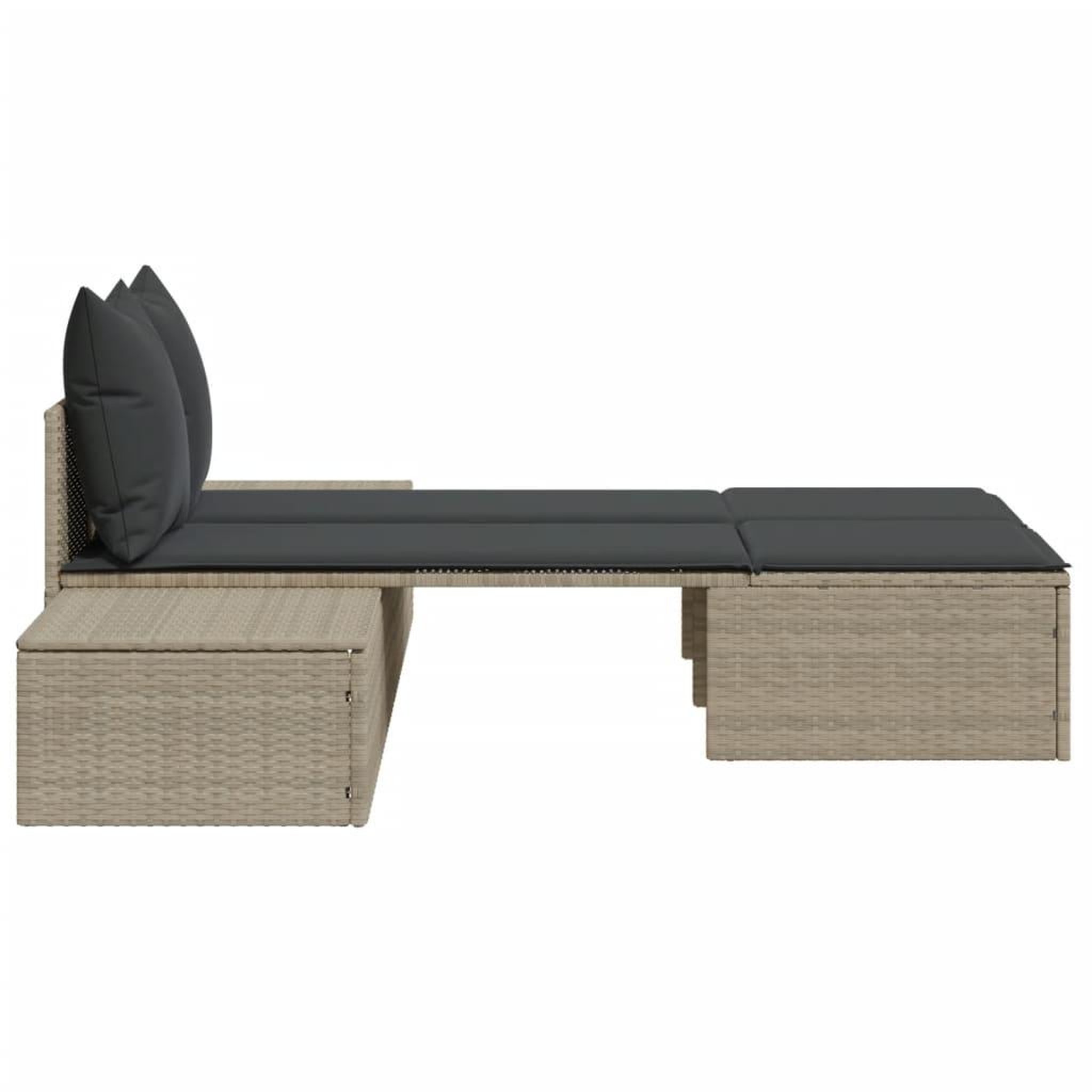 Voir la diapositive 5 : VIDAXL Chaise longue double avec coussins gris clair resine tressee