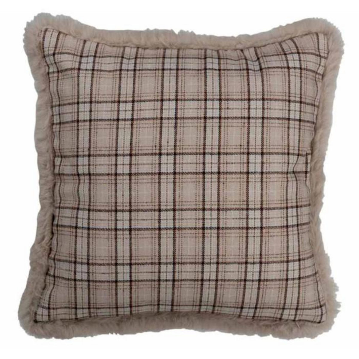Paris Prix Coussin Déco Imprimé  Quadrille  45x45cm Beige