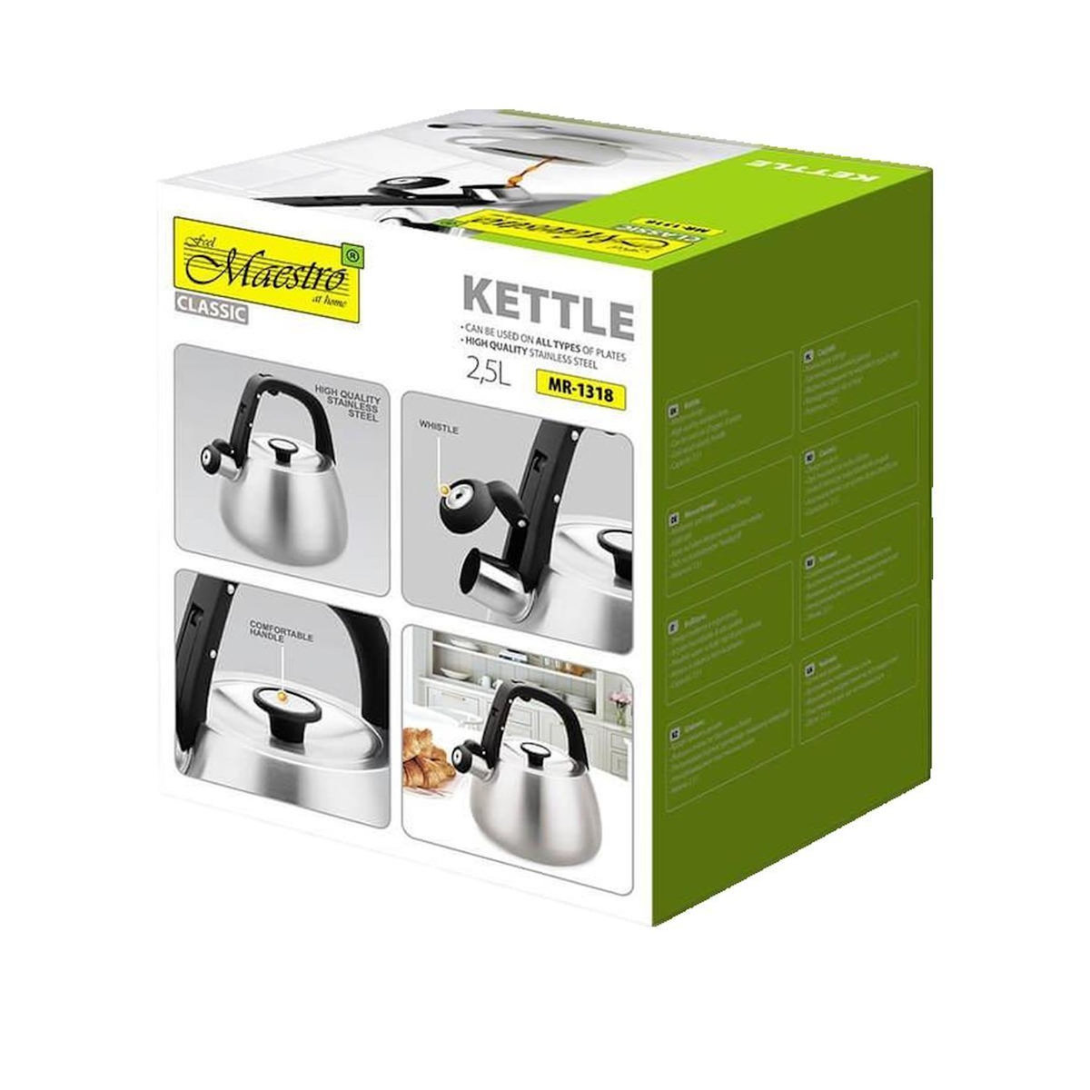 HELLO MAESTRO Bouilloire Maestro MR-1318 acier inoxydable 2,5 litres