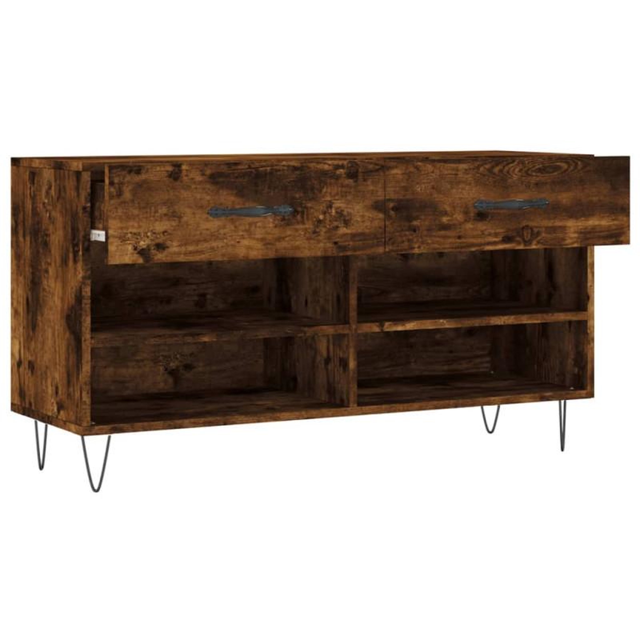 Voir la diapositive 5 : VIDAXL Banc à chaussures chêne fumé 102x35x55 cm bois d ingénierie