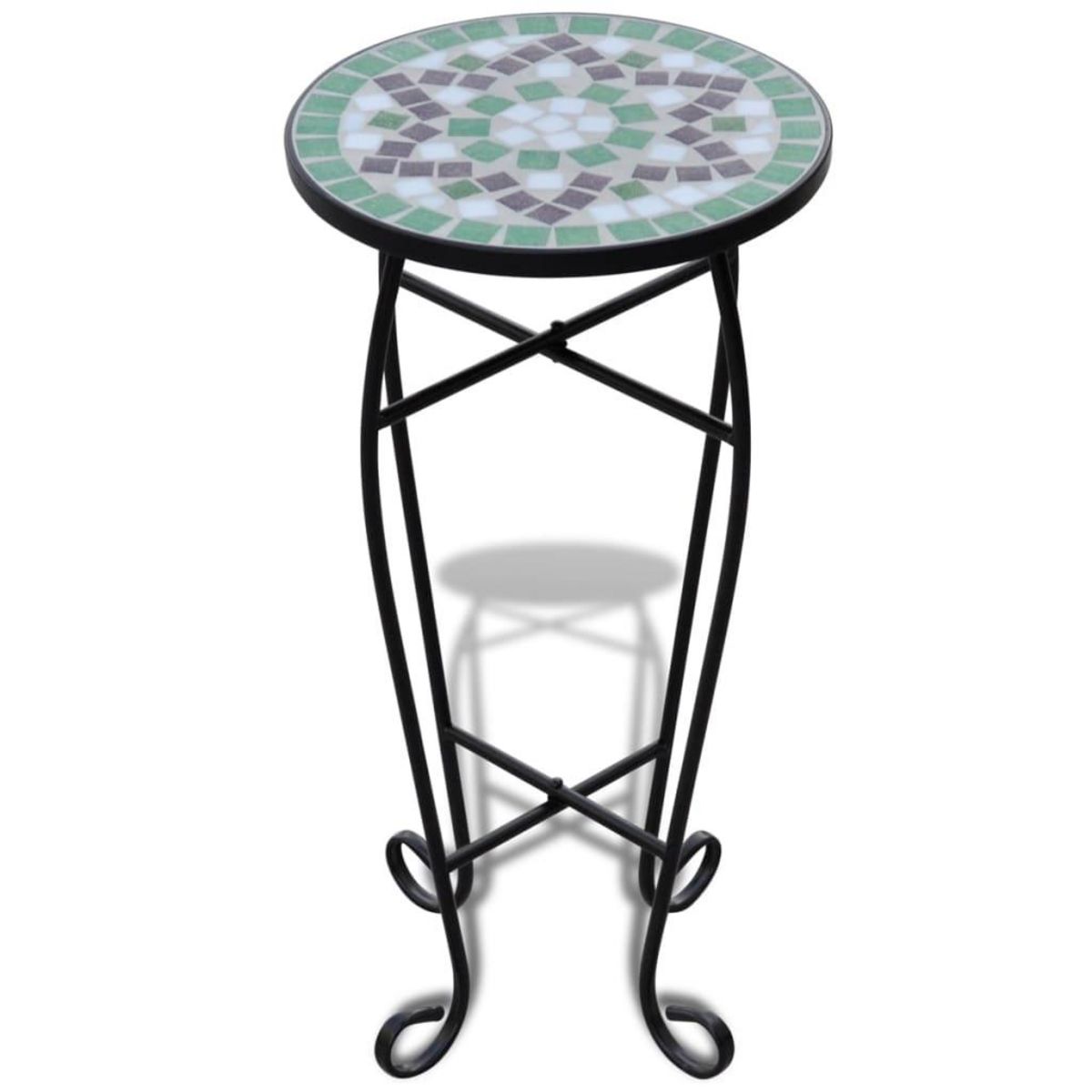 VIDAXL Table d'appoint Mosaïque Vert et blanc