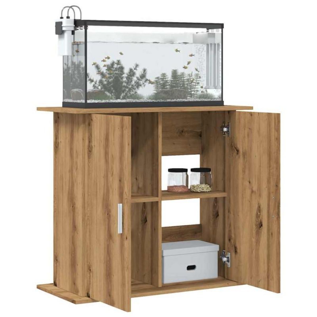 VIDAXL Support d aquarium chêne artisanal 81x36x73 cm bois ingénierie