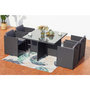 Voir la diapositive 2 : CONCEPT USINE Table et chaises 4 places encastrables en résine noir-gris MIAMI