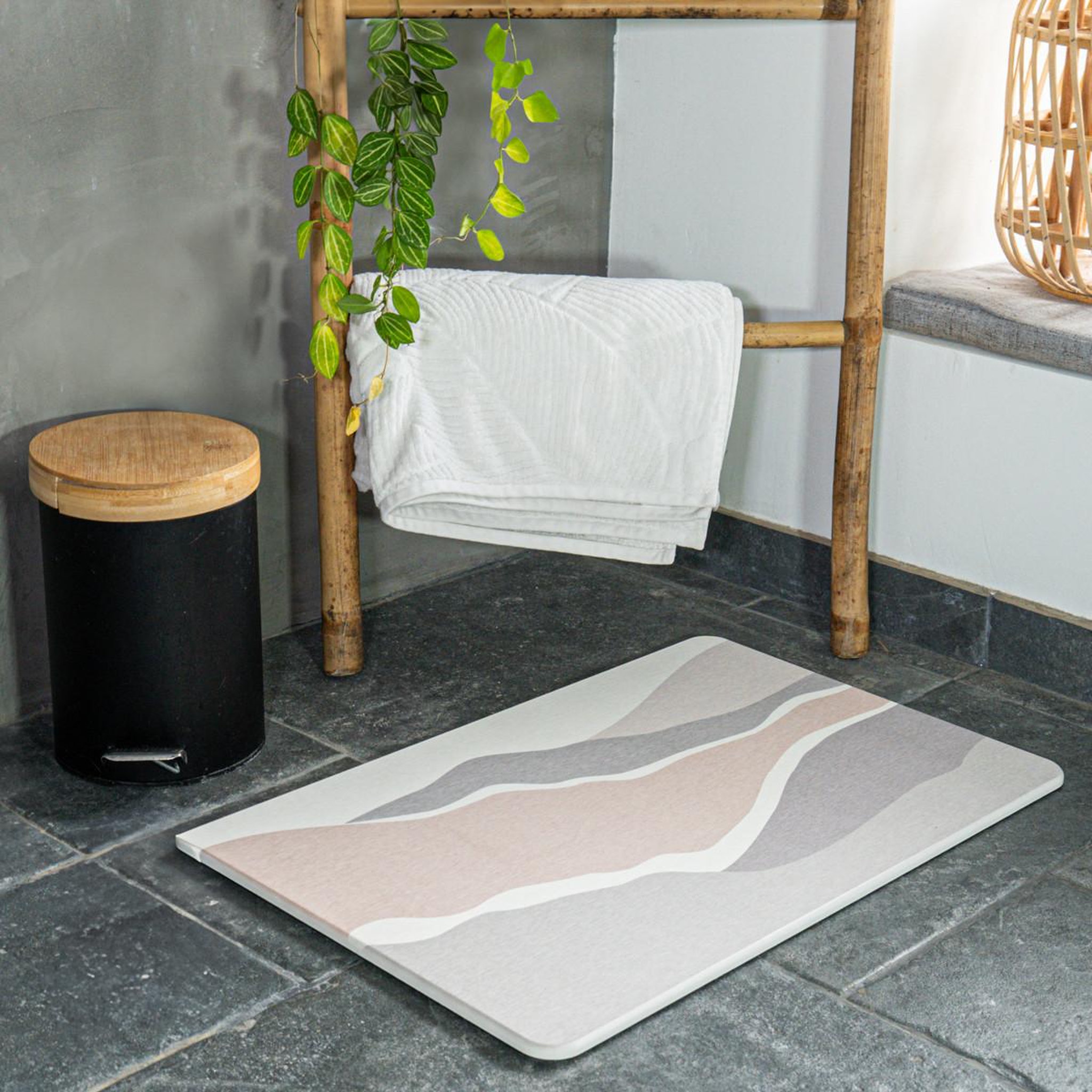 Voir la diapositive 4 : GUY LEVASSEUR Tapis de bain diatomite à motif 39x60cm