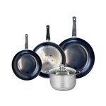 ELO Ensemble de 3 Poêles de cuisson 24, 28 et 32 cm et 1 faitout 20 cm Elo Prima Brillant