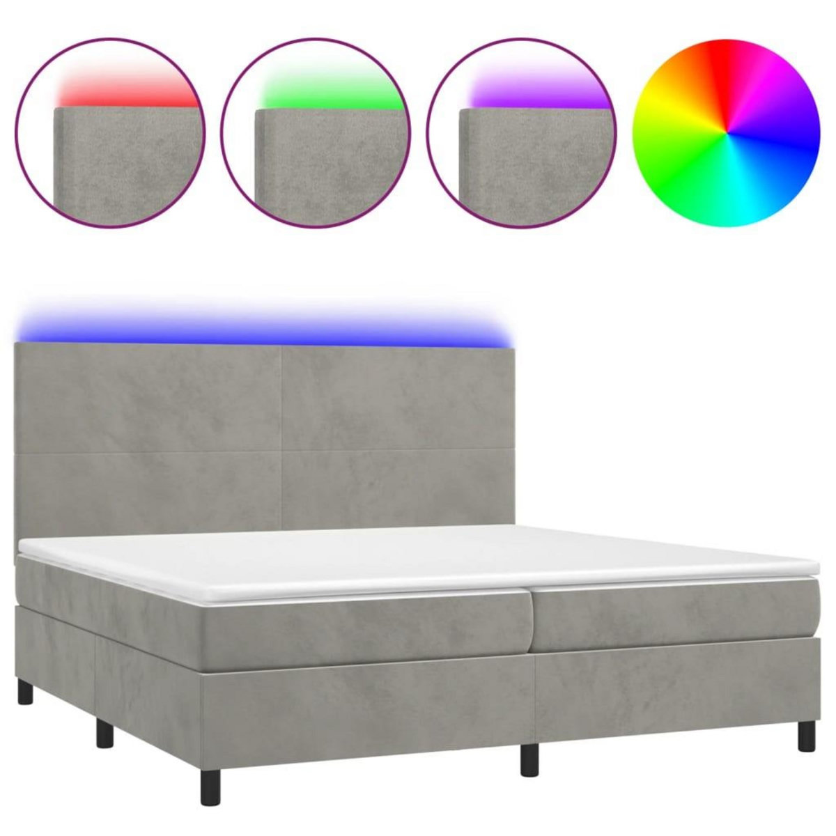 VIDAXL Sommier a lattes de lit avec matelas LED Gris clair 200x200 cm