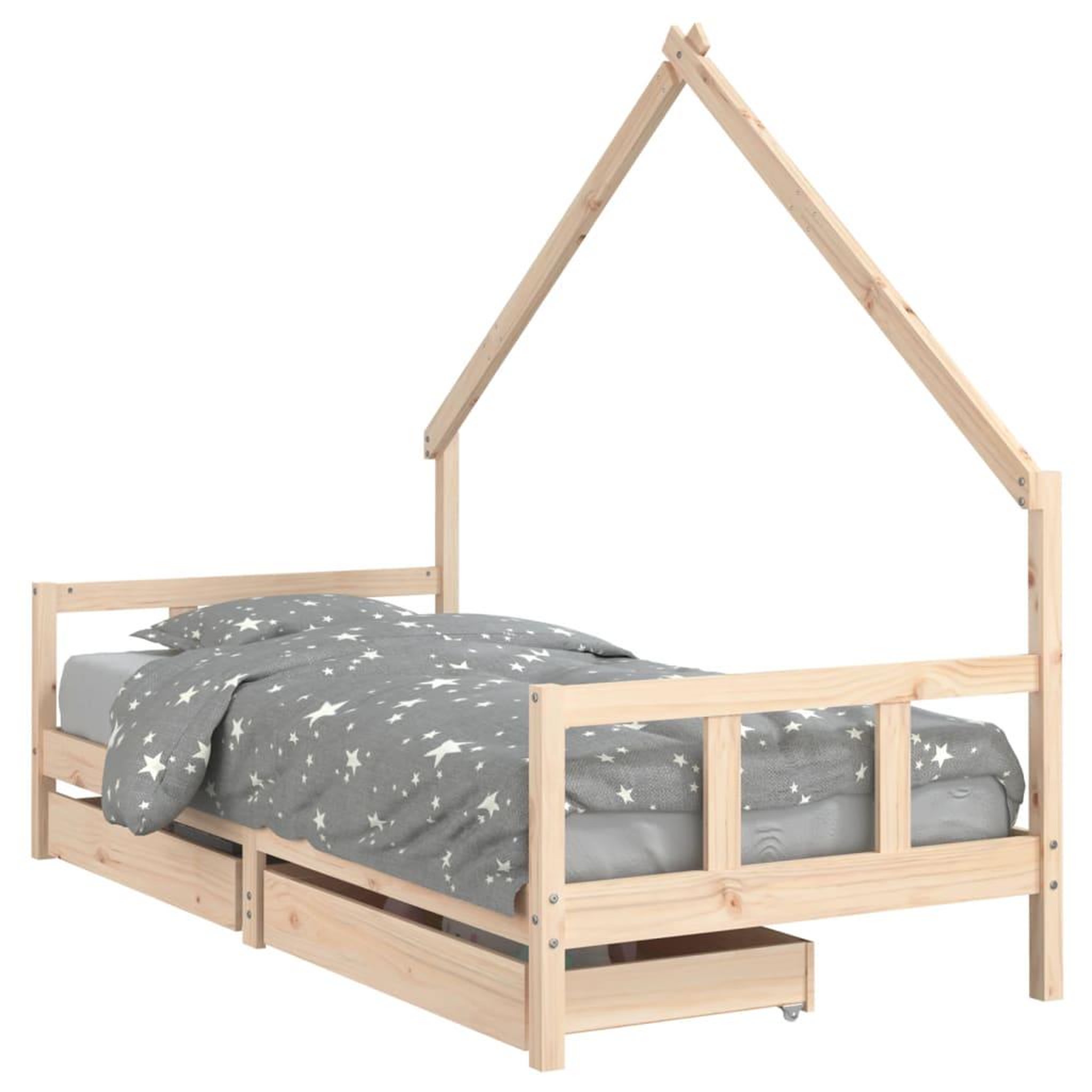 Voir la diapositive 2 : VIDAXL Cadre de lit enfant avec tiroirs 90x200 cm bois de pin massif