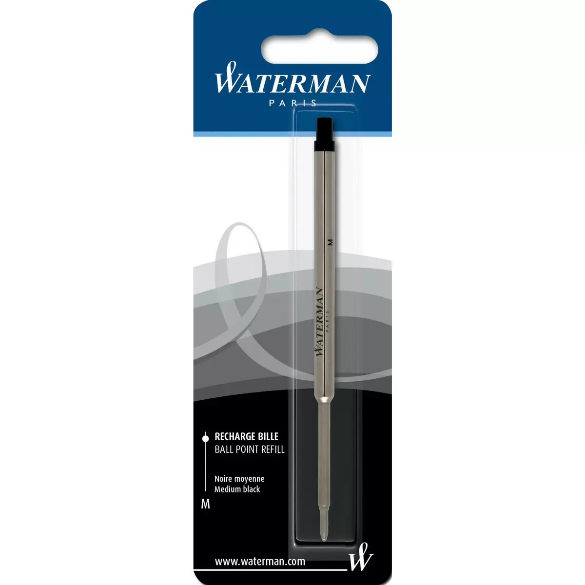 WATERMAN Recharge stylo bille pointe moyenne - noir