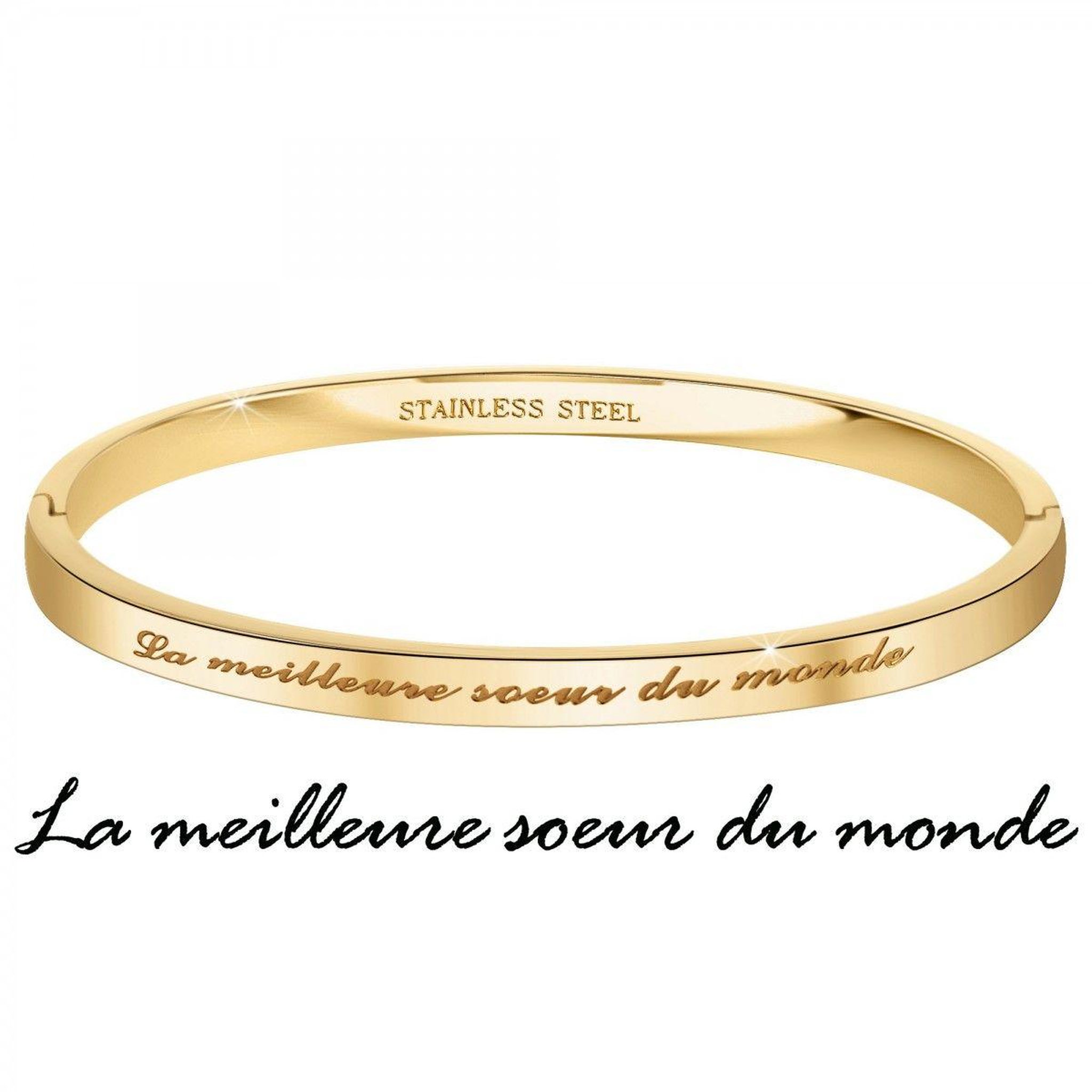 Voir la diapositive 3 : SC CRYSTAL La meilleure soeur du monde - Bracelet SC Crystal en Acier Finement doré