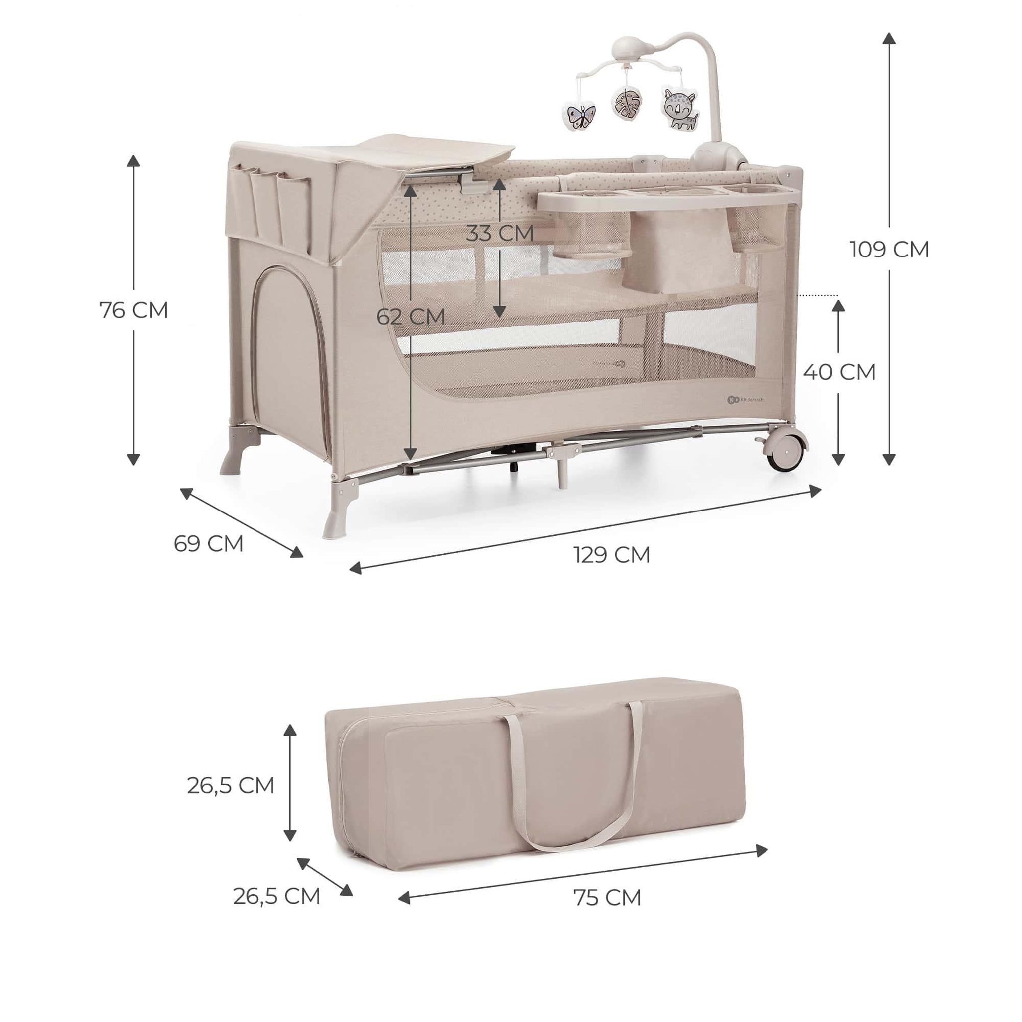 Voir la diapositive 6 : KINDERKRAFT Lit voyage parc bebe pliable avec accessoires pra