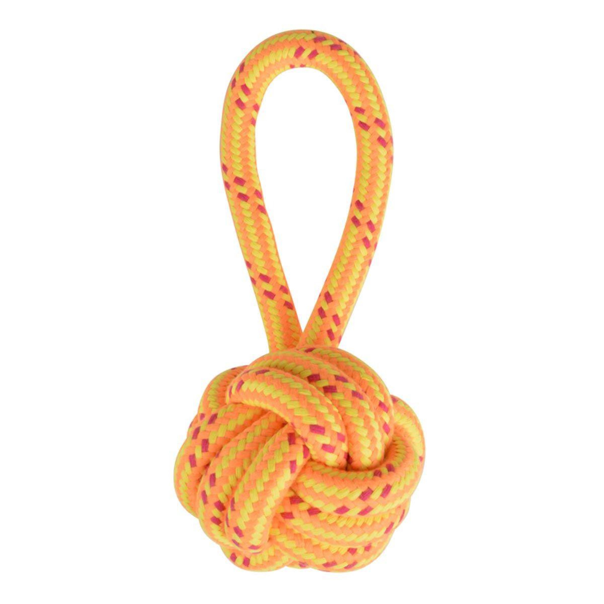 LOVE STORY Jouet pour chien  corde balle 1 poignée  27cm orange