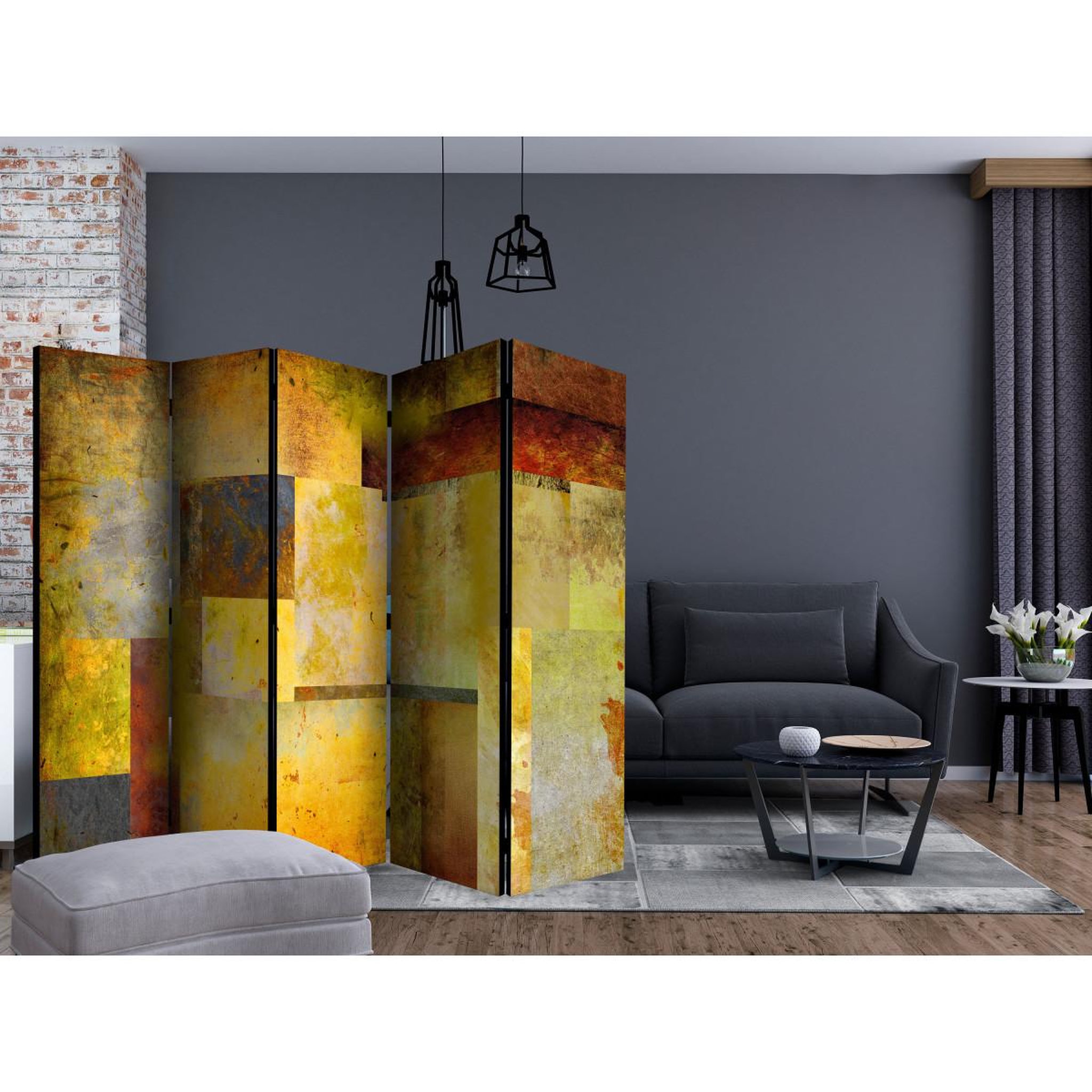 Voir la diapositive 2 : Paris Prix Paravent 5 volets  orange hue of art expression  172x225cm