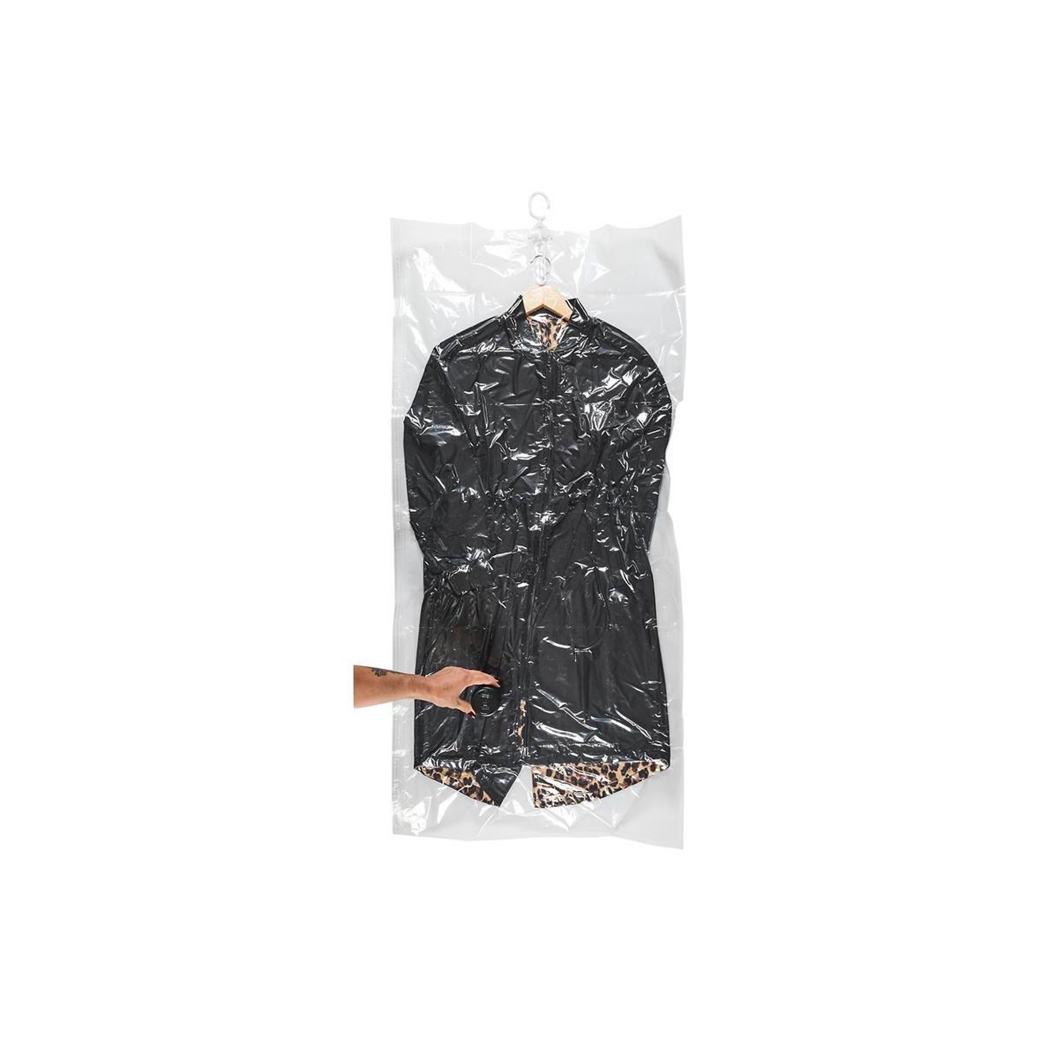 Voir la diapositive 3 : Je cherche une idee Housse de rangement avec cintre  vide d'air  145cm transparent