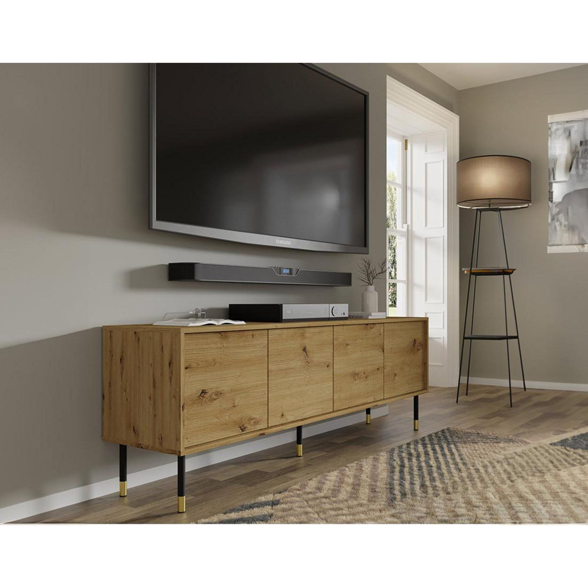 BEST MOBILIER Novara - meuble tv - 4 portes - 180 cm