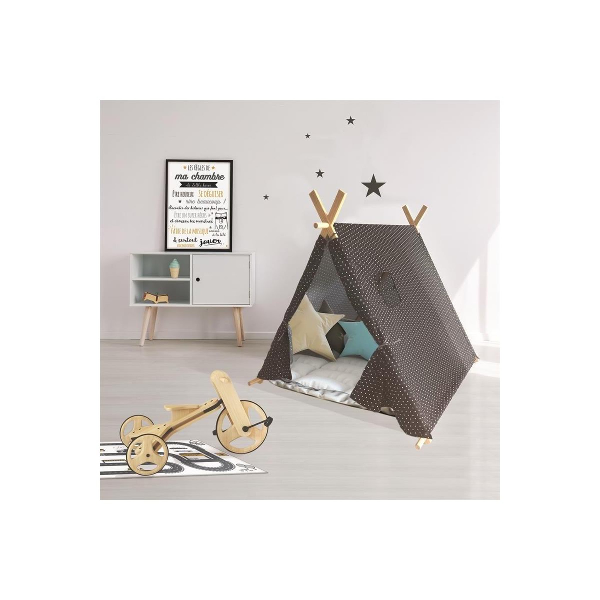 Voir la diapositive 4 : HOME DECO KIDS Tente pour enfant  havre de paix  116cm bleu foncé