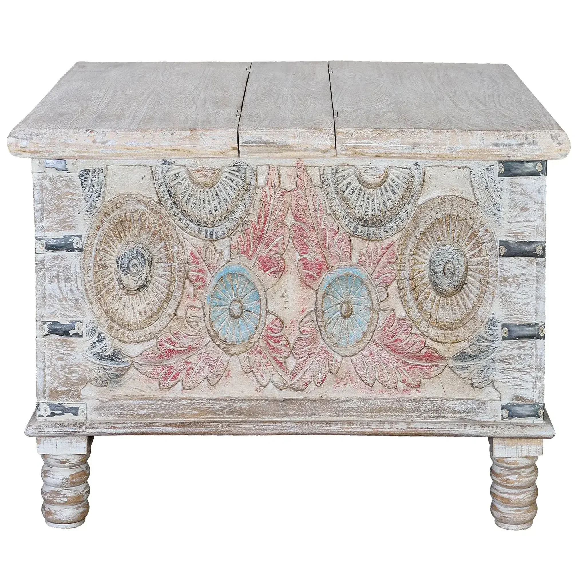 GINER Y COLOMER SL Table basse en bois de manguier 90 cm style ethnique rustique