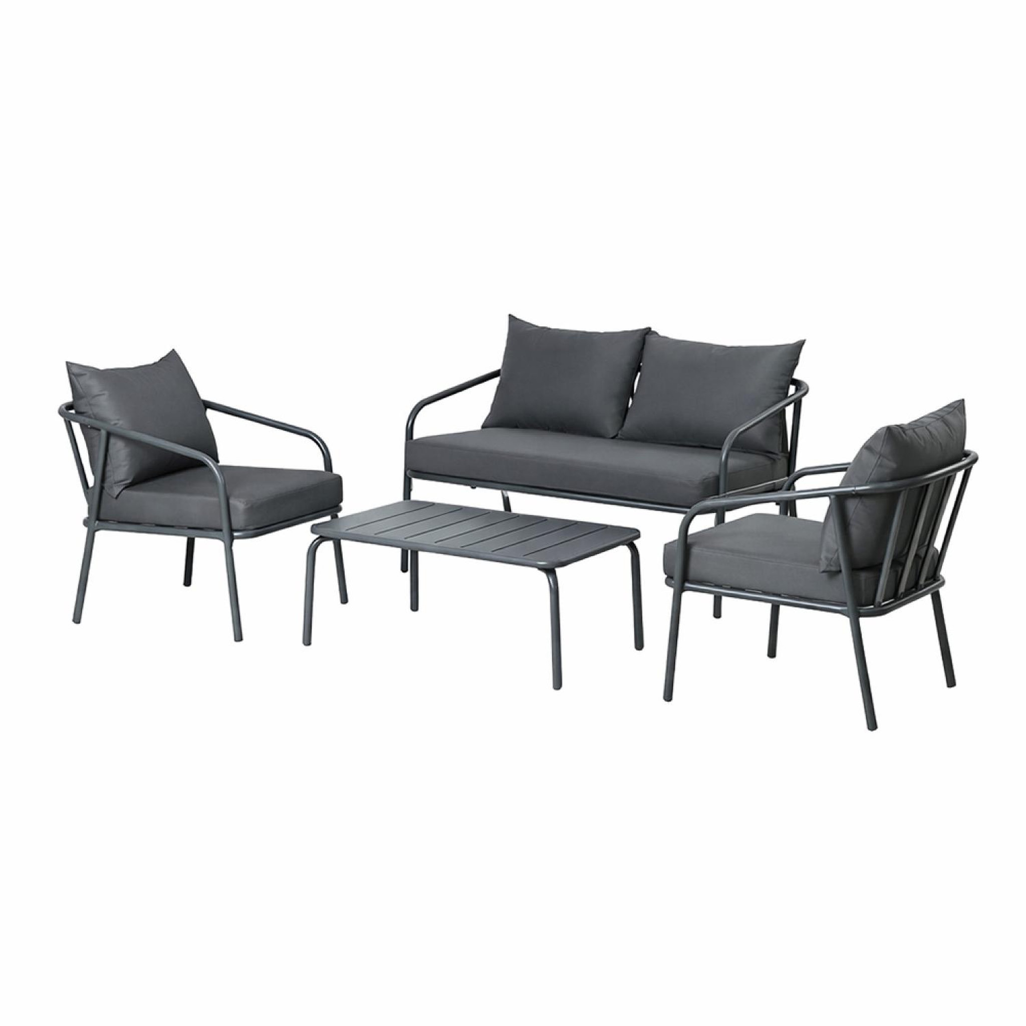 CONCEPT USINE Salon de jardin 4 places gris foncé bergame