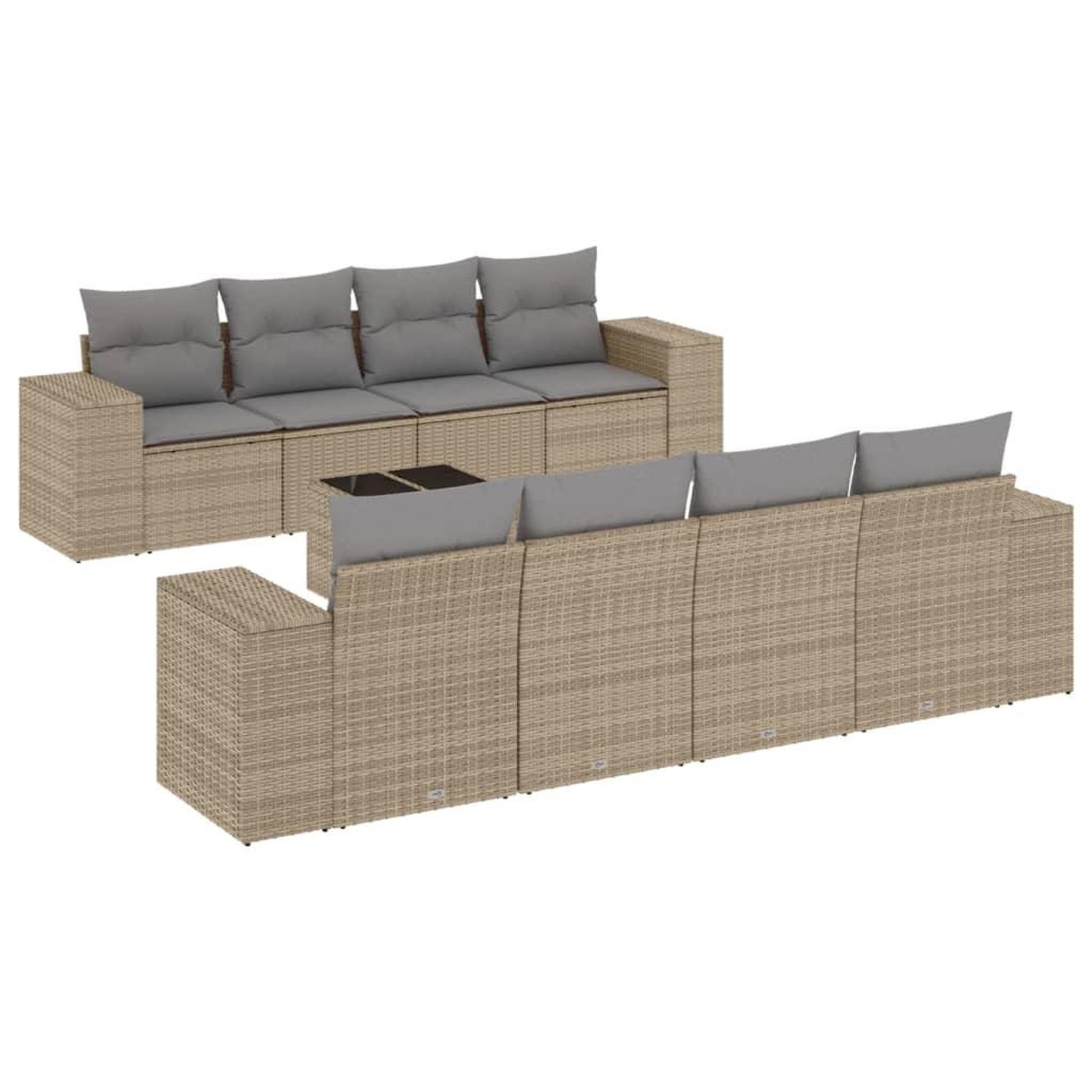 Voir la diapositive 2 : VIDAXL Salon de jardin avec coussins 9 pcs beige resine tressee
