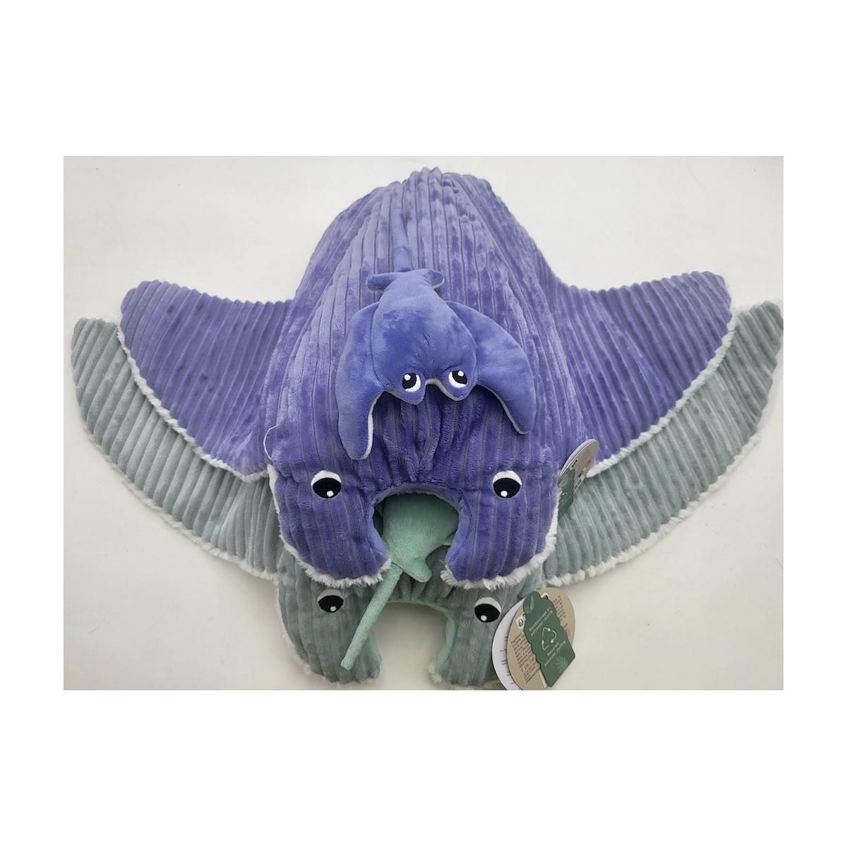LES DEGLINGOS Peluche Ptipotos-raie manta maman bebe violette