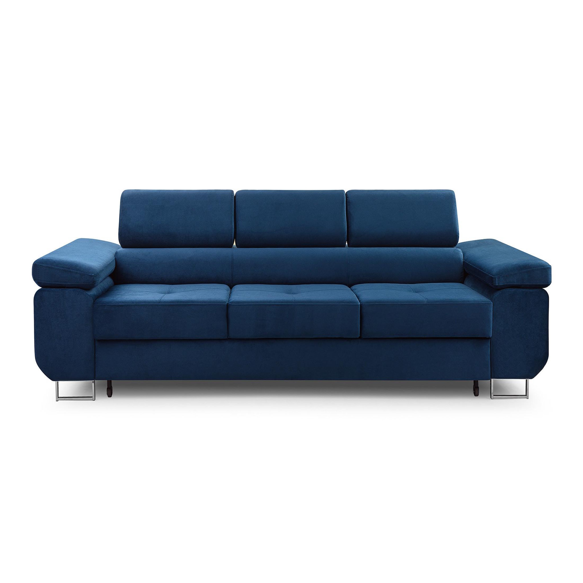 Voir la diapositive 5 : BEST MOBILIER Pablo - canapé 3 places - convertible avec têtières réglables - en velours