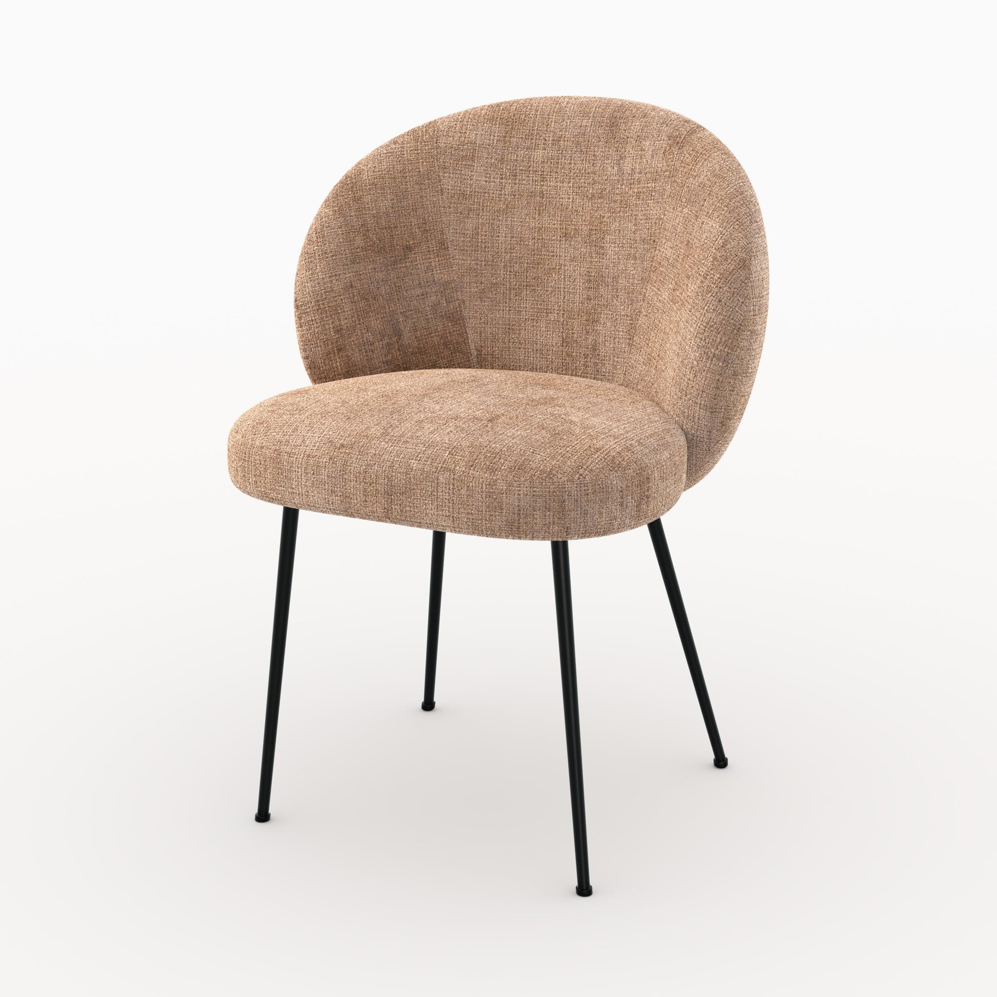 MAISON PAVANE Chaise en velours chenillé marron glacé et métal noir-bloomy