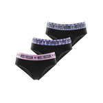 FREEGUN Lot de 3 culottes femme en coton Ethnik. Coloris disponibles : Noir