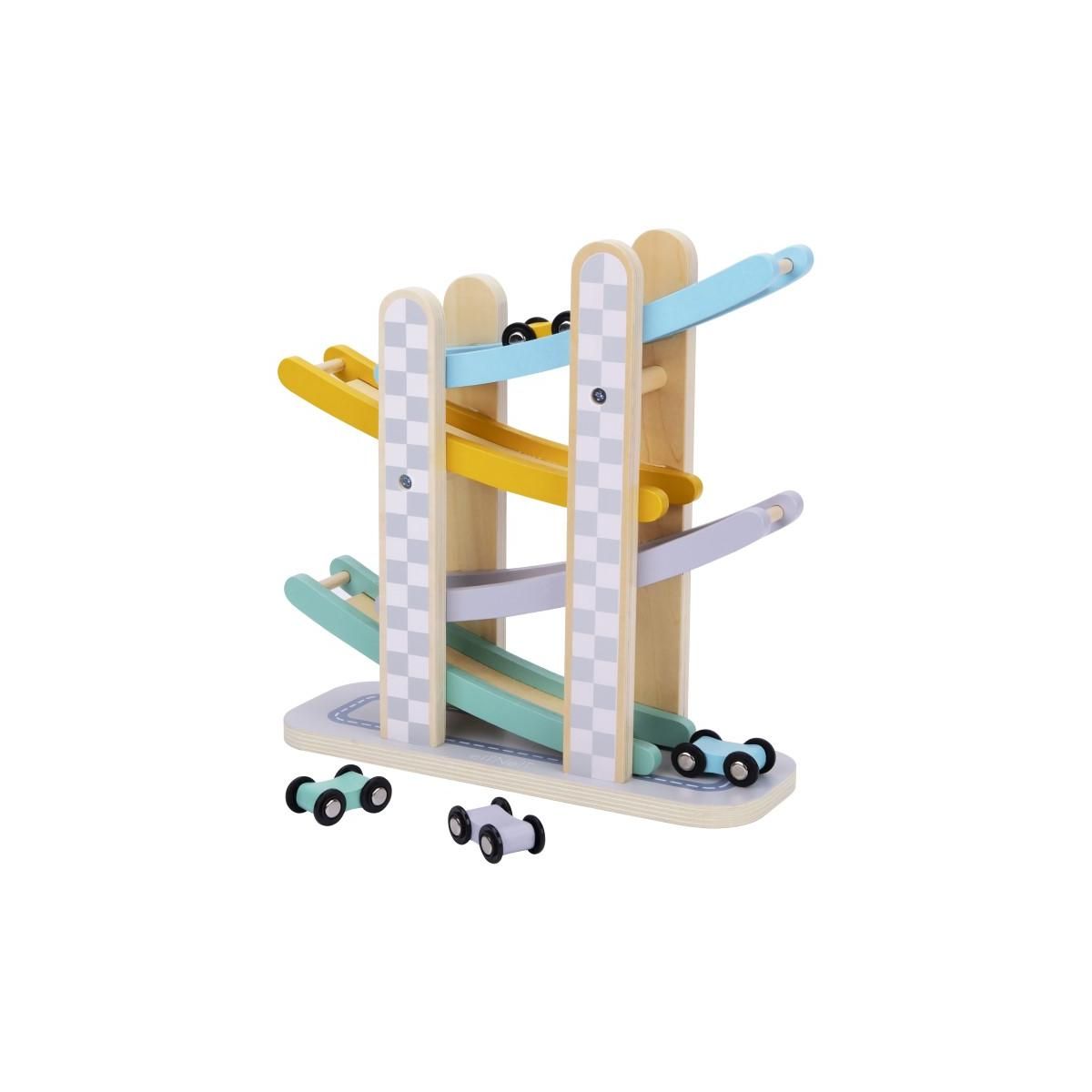 ELINELI Piste de course avec voitures en bois