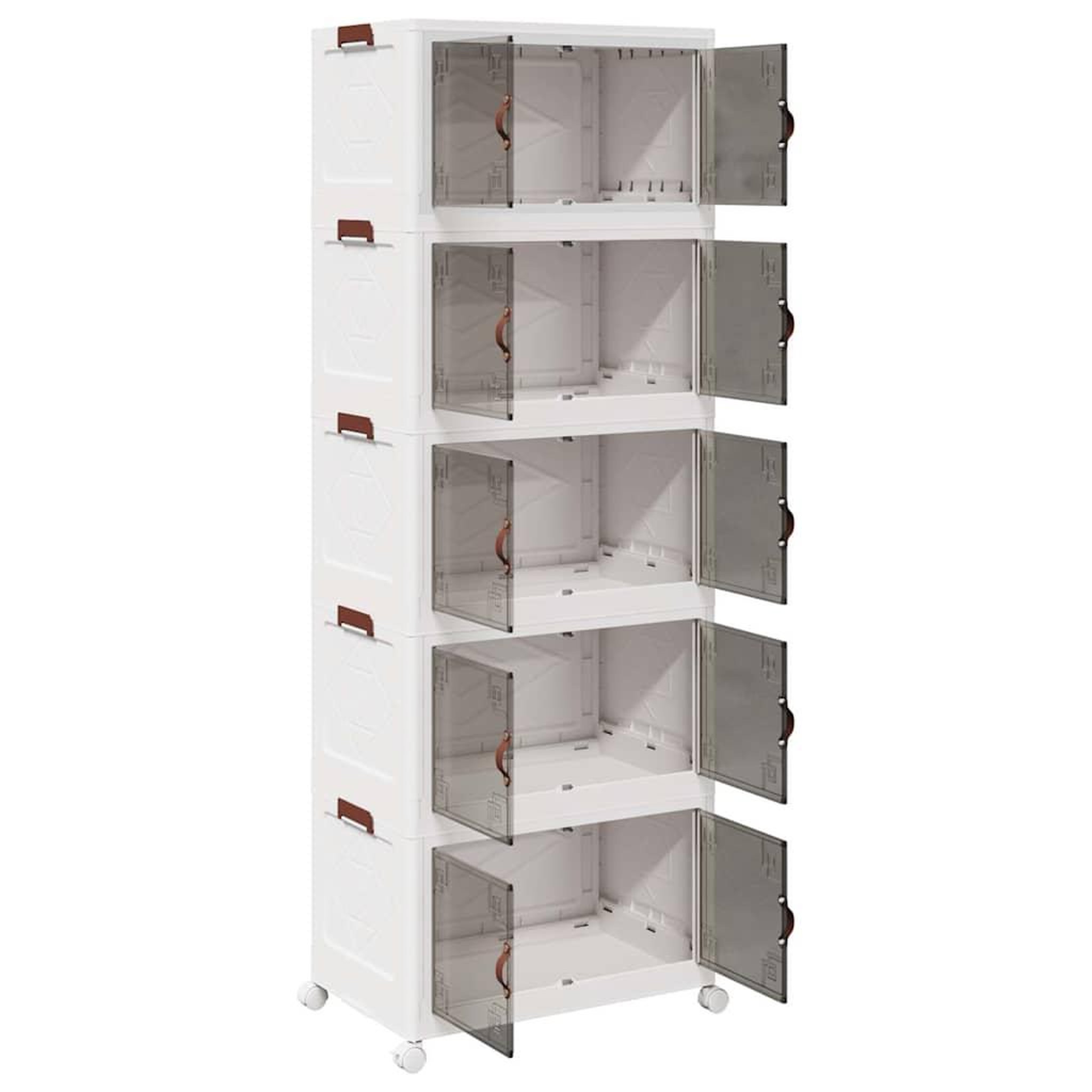 Voir la diapositive 5 : VIDAXL Boîte de rangement empilable avec roues a 5 niveaux 75 L