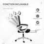 Voir la diapositive 5 : VINSETTO Fauteuil de bureau ergonomique inclinable réglable - repose-pied rétractable, support lombaires, tétière ajustable - blanc noir