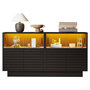 Voir la diapositive 1 : MERAX Buffet 4 porte(s) 0 tiroir(s) - 130 cm noir led panneau de particules
