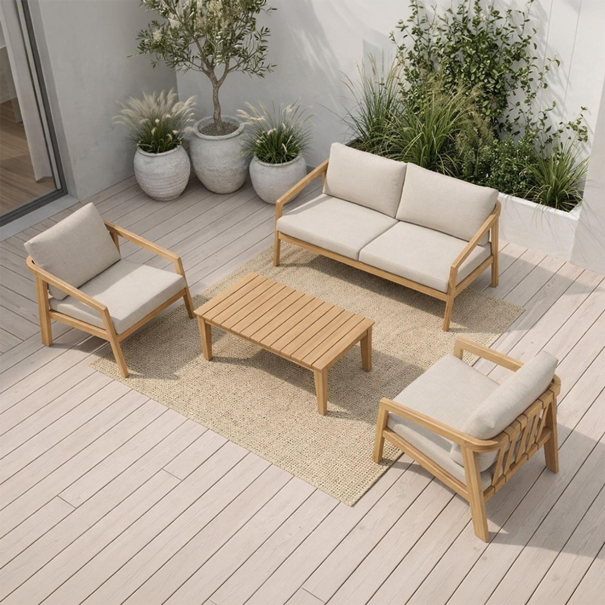 CONCEPT USINE Salon de jardin 4 places en acacia SAPA