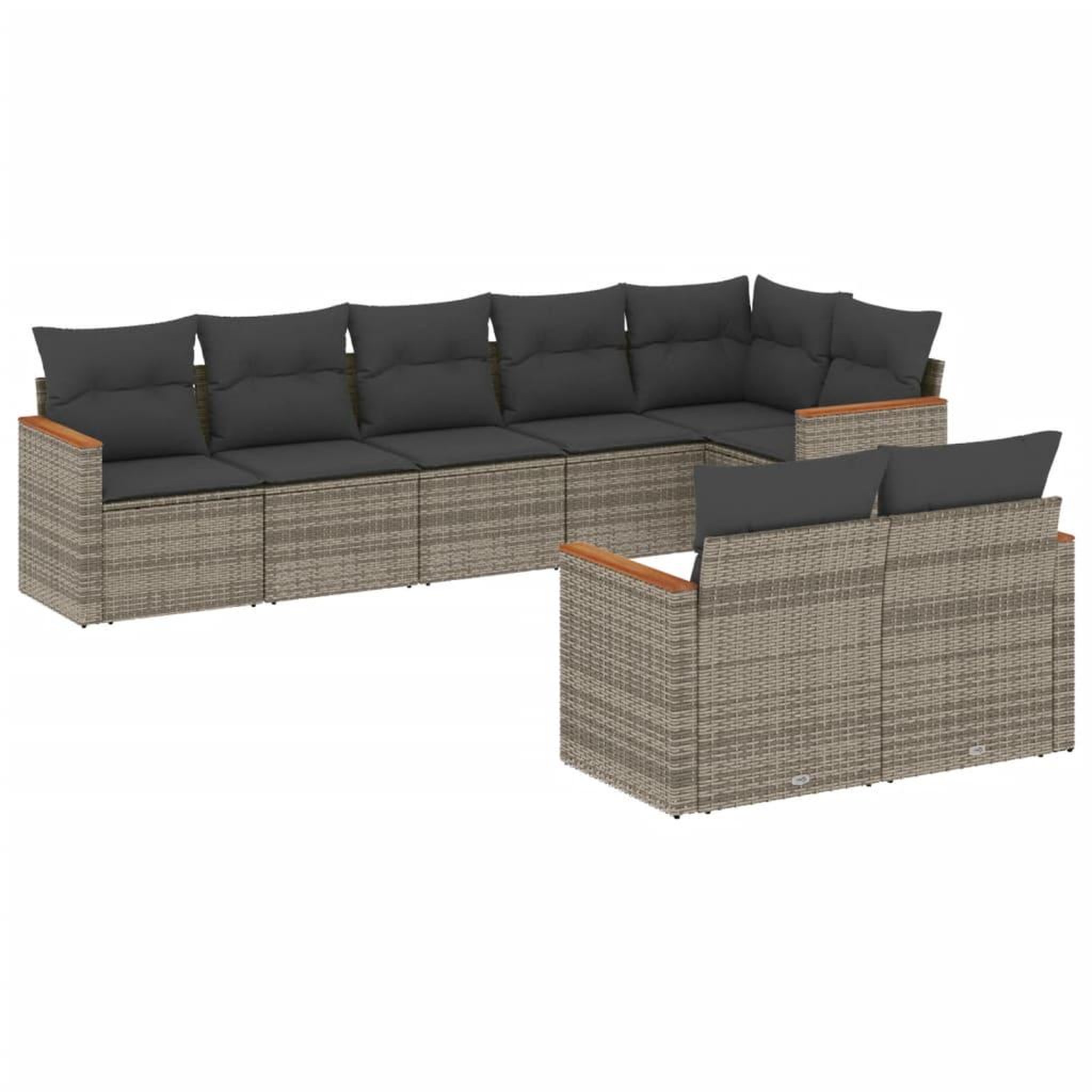 Voir la diapositive 2 : VIDAXL Salon de jardin 8 pcs avec coussins gris resine tressee