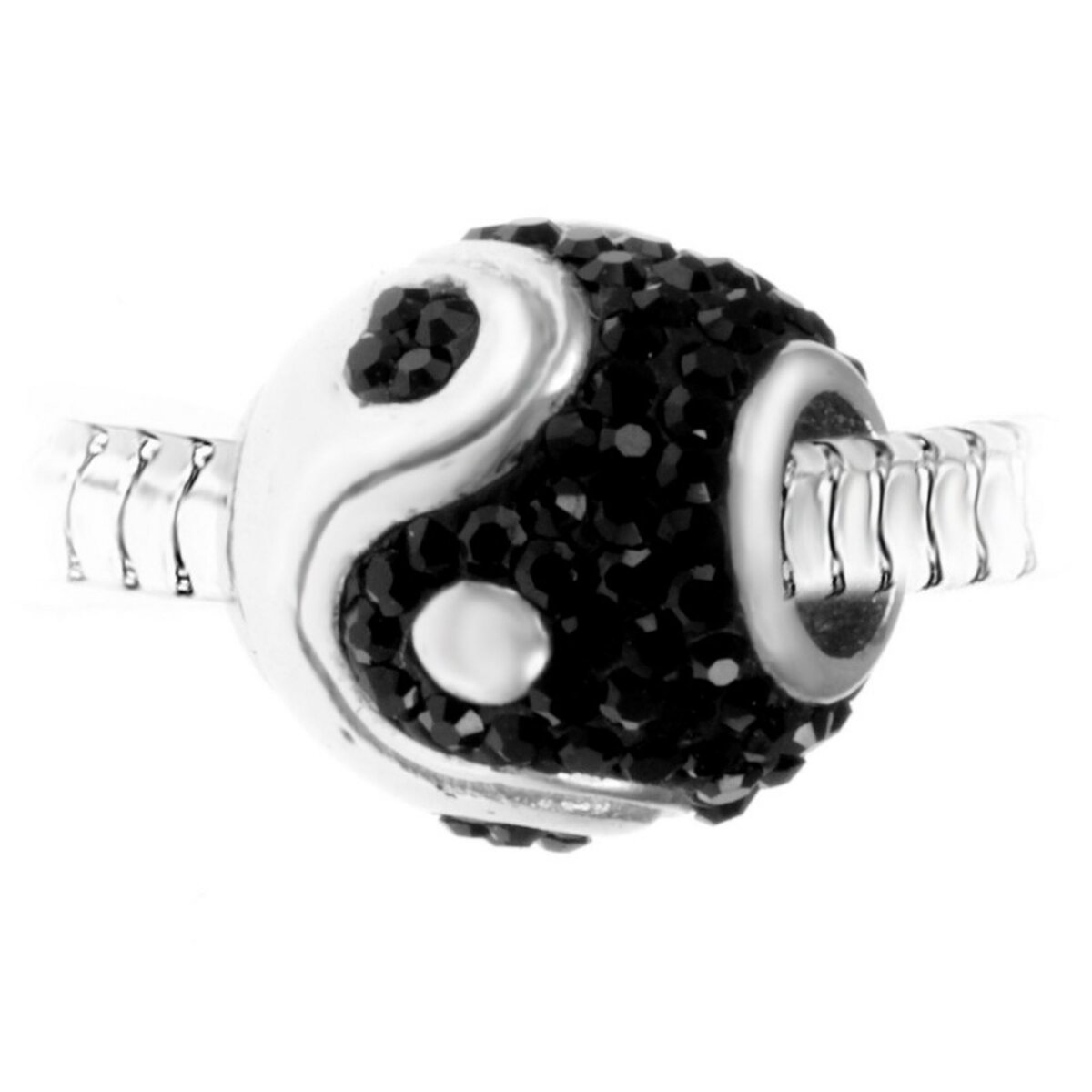 SC CRYSTAL Charm perle yin yang orné de cristaux scintillants et acier par SC Crystal